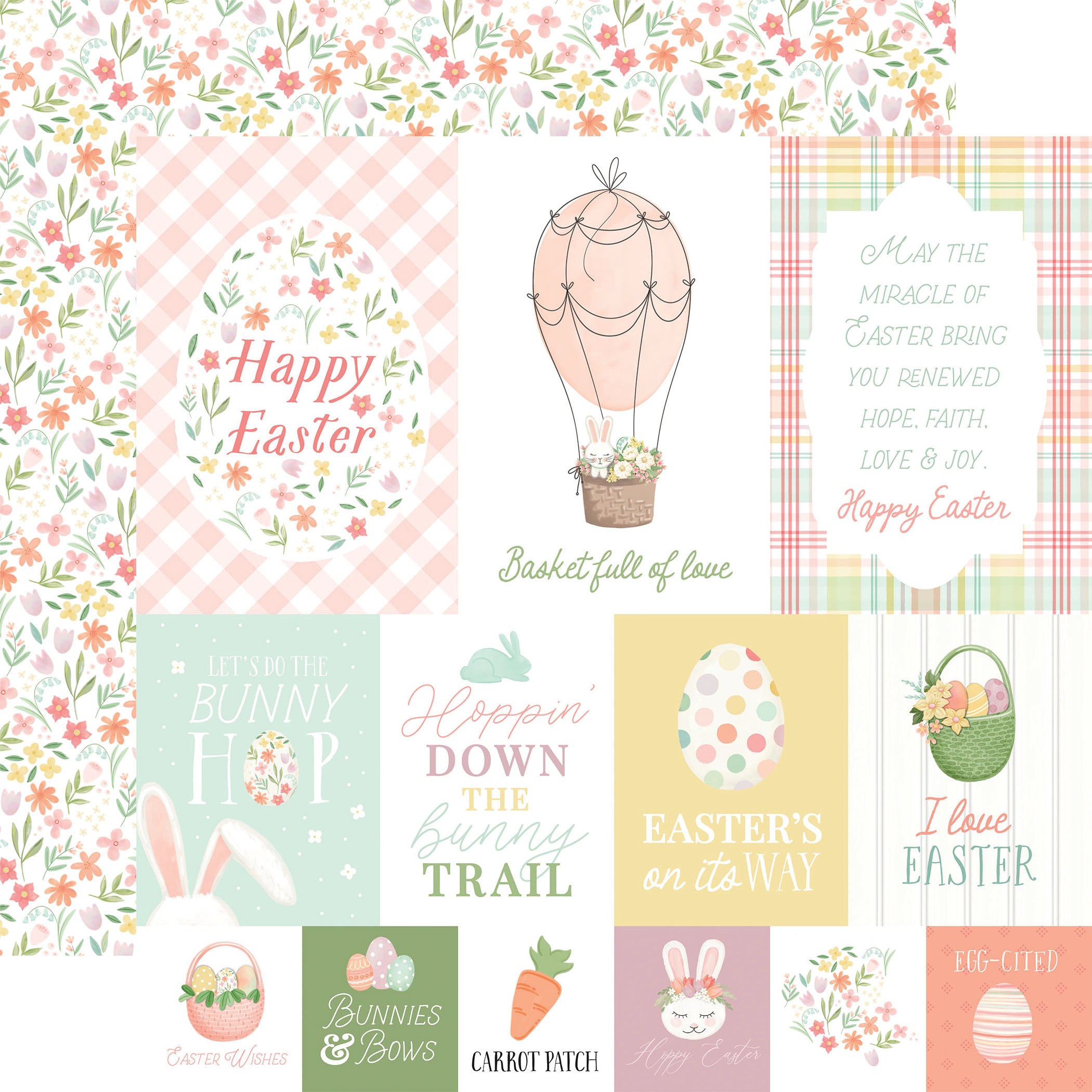 Here Comes Easter Collection Easter Journaling Cards 12 x 12 Double-Sided Scrapbook Paper by Carta Bella