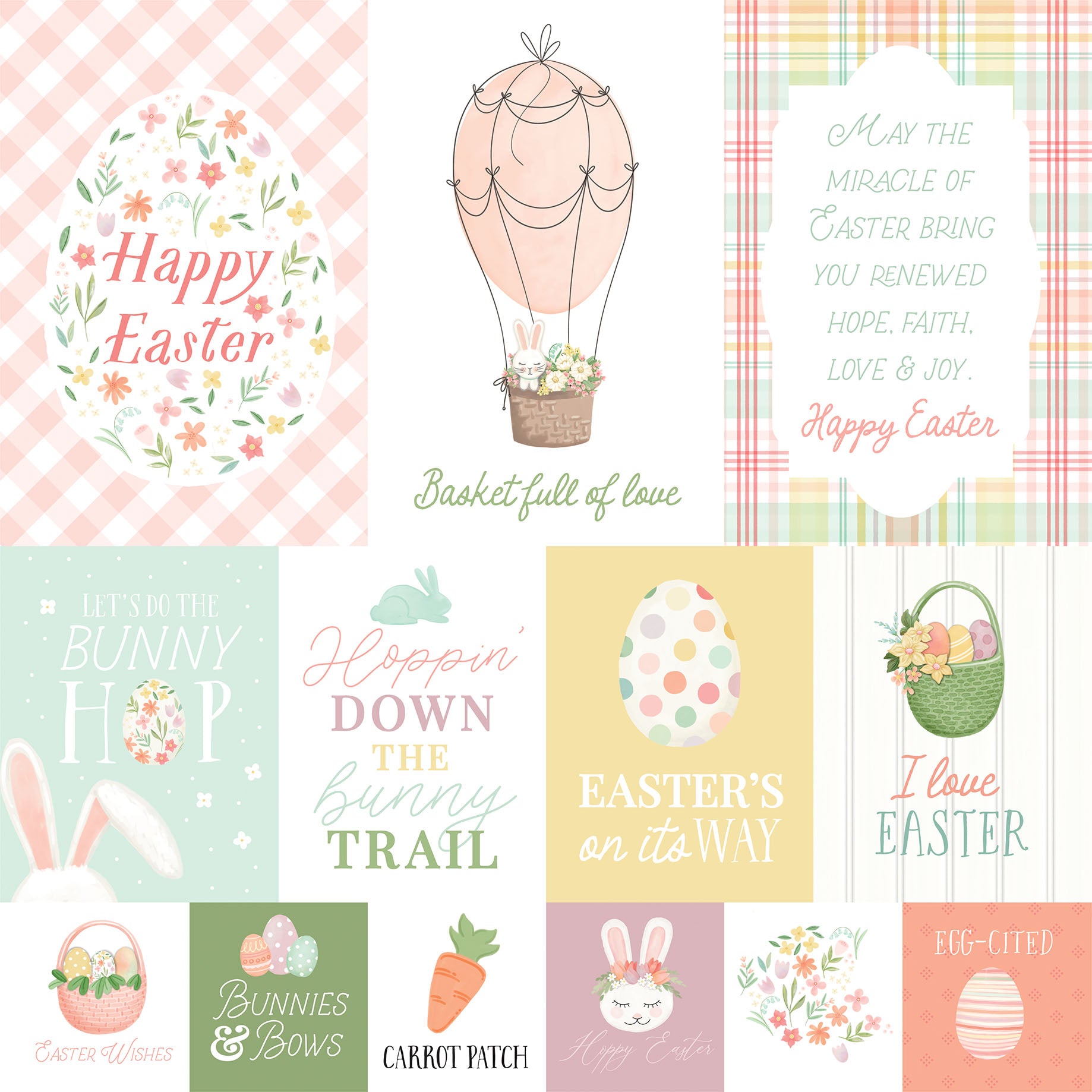 Here Comes Easter Collection Easter Journaling Cards 12 x 12 Double-Sided Scrapbook Paper by Carta Bella