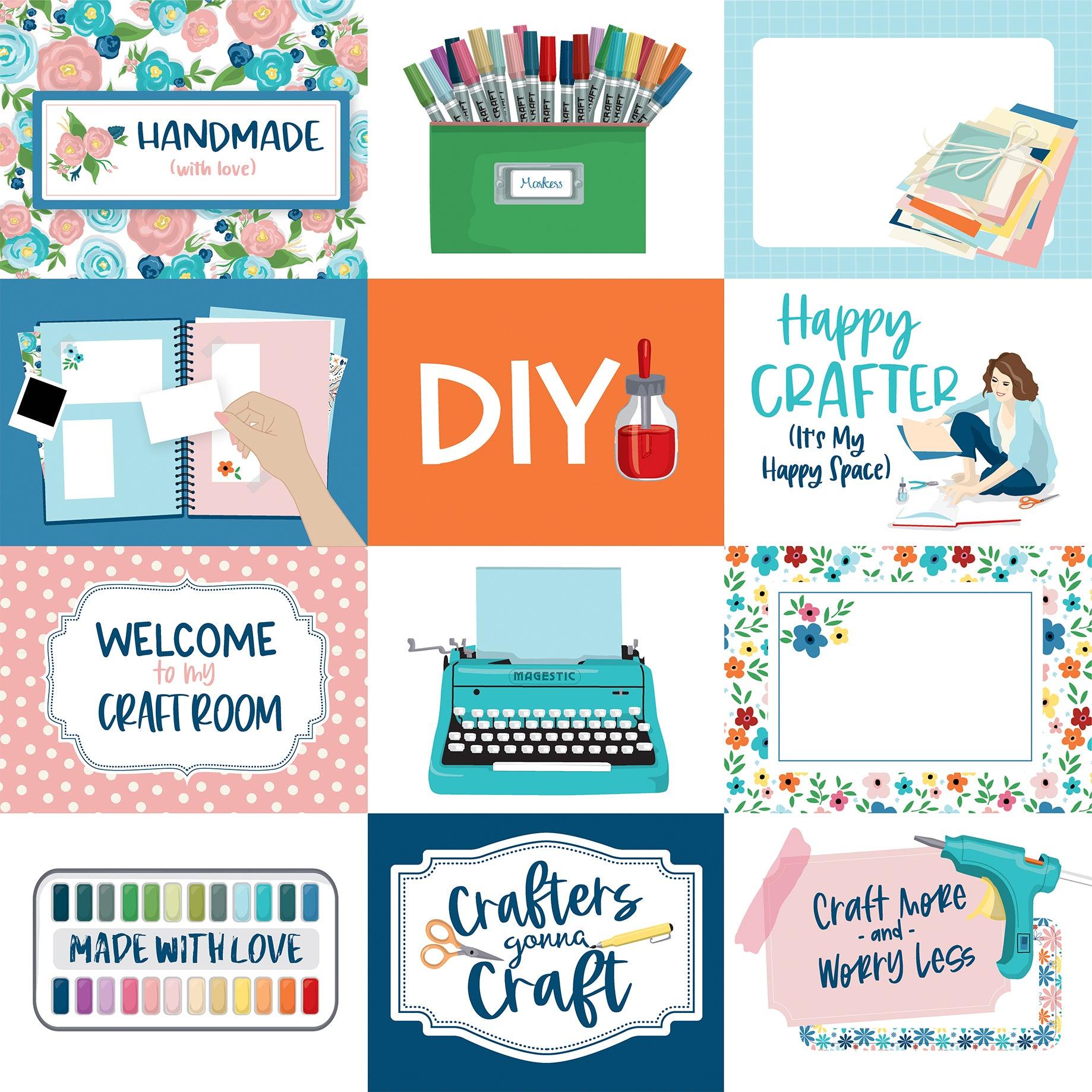 Happy Crafting Collection 4x3 Journaling Cards 12 x 12 Double-Sided Scrapbook Paper by Carta Bella - Scrapbook Supply Companies