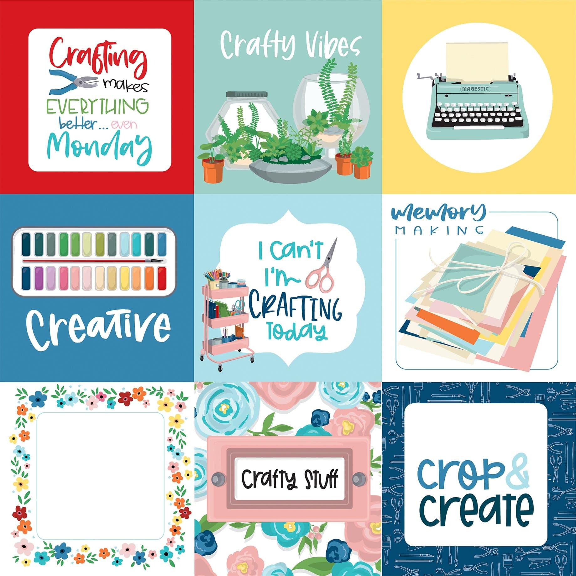 Happy Crafting Collection 4x4 Journaling Cards 12 x 12 Double-Sided Scrapbook Paper by Carta Bella - Scrapbook Supply Companies