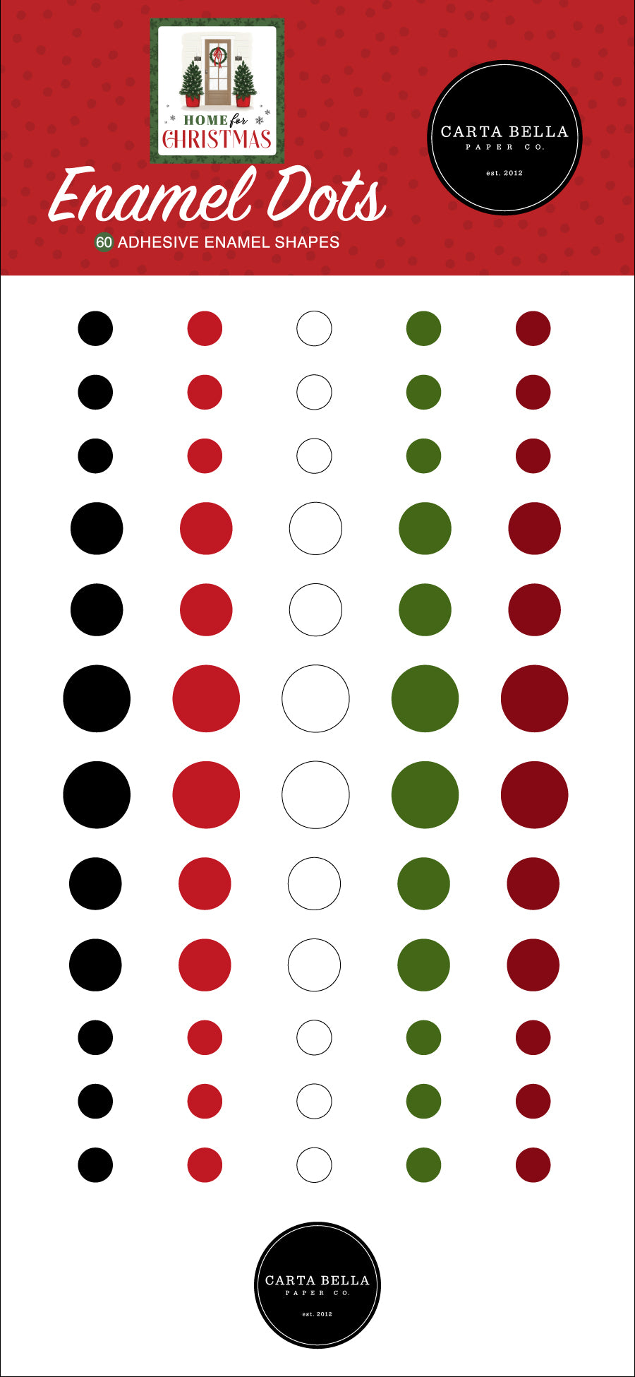 Home For Christmas Collection 3x6 Self-Adhesive Enamel Dots Scrapbook Embellishments by Carta Bella