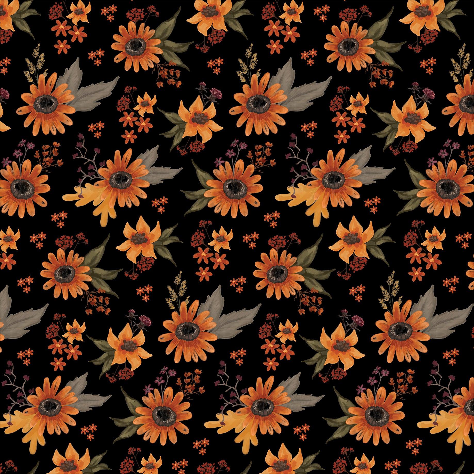 Halloween Collection Spooked Sunflowers 12 x 12 Double-Sided Scrapbook Paper by Carta Bella - Scrapbook Supply Companies