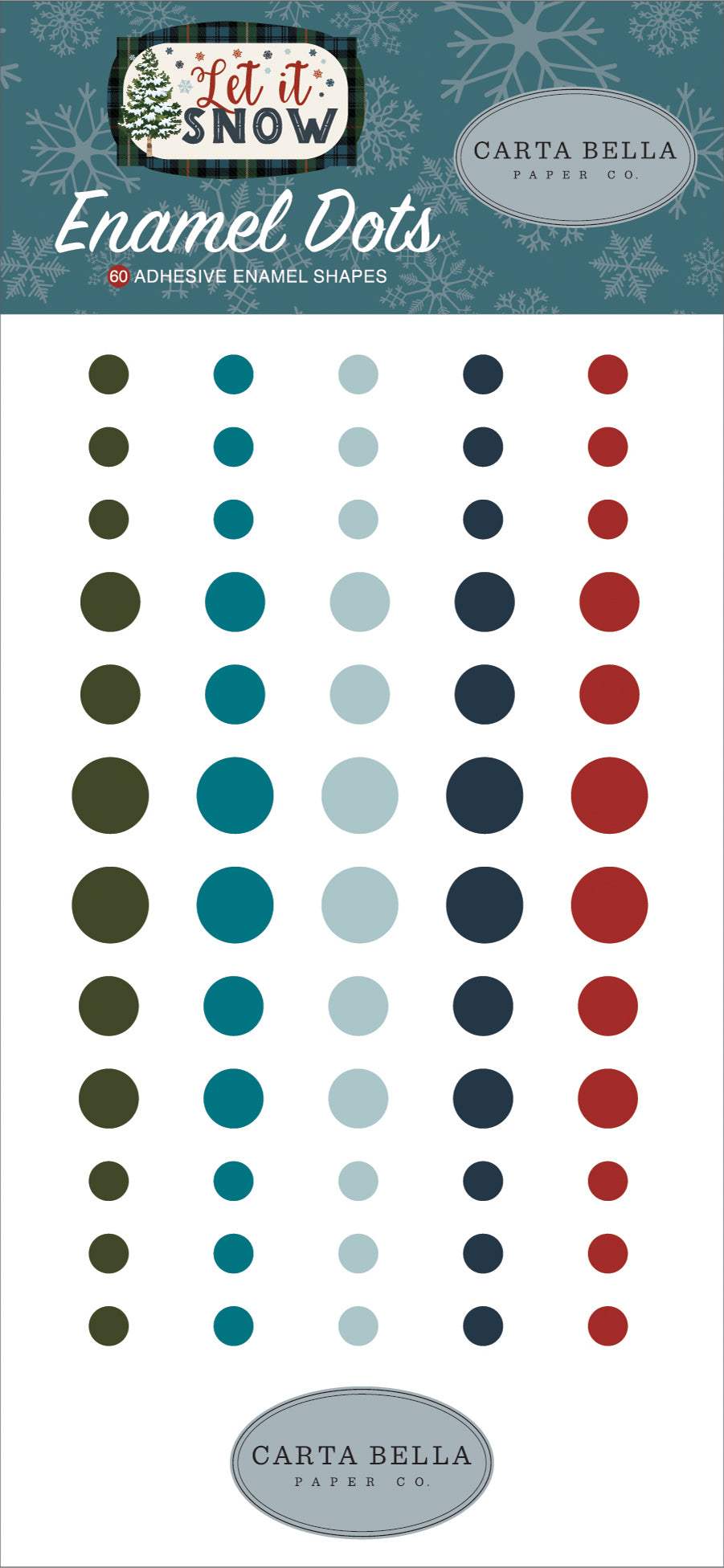 Let It Snow Collection 3x6 Self-Adhesive Enamel Dots Scrapbook Embellishments by Carta Bella