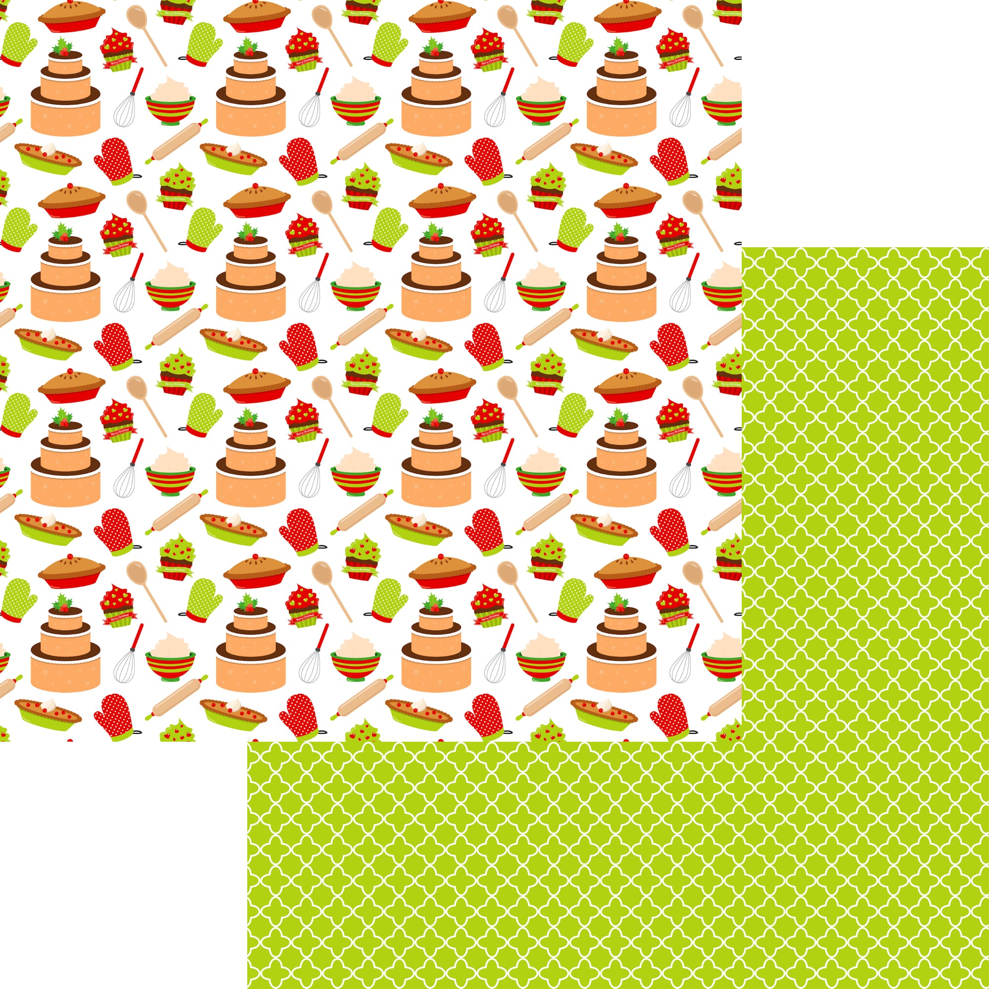 Christmas Baking Collection Christmas Pies & Cakes 12 x 12 Double-Sided Scrapbook Paper by SSC Designs