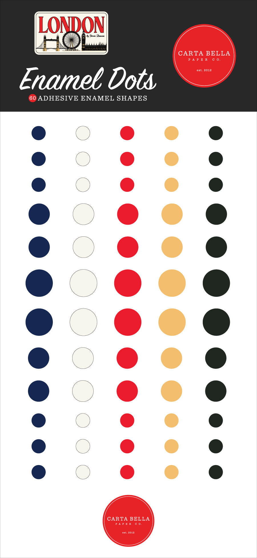 London Collection 3x6 Self-Adhesive Enamel Dots Scrapbook Embellishments by Carta Bella