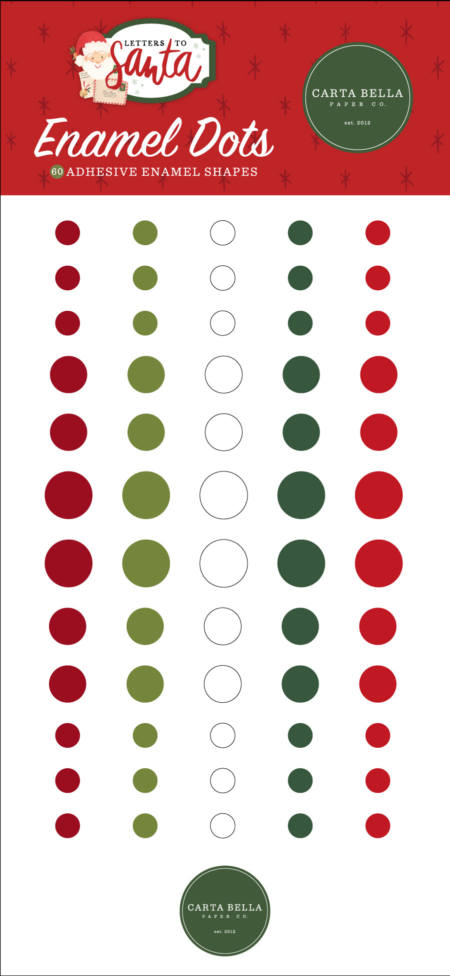 Letters To Santa Collection 3x6 Self-Adhesive Enamel Dots Scrapbook Embellishments by Carta Bella