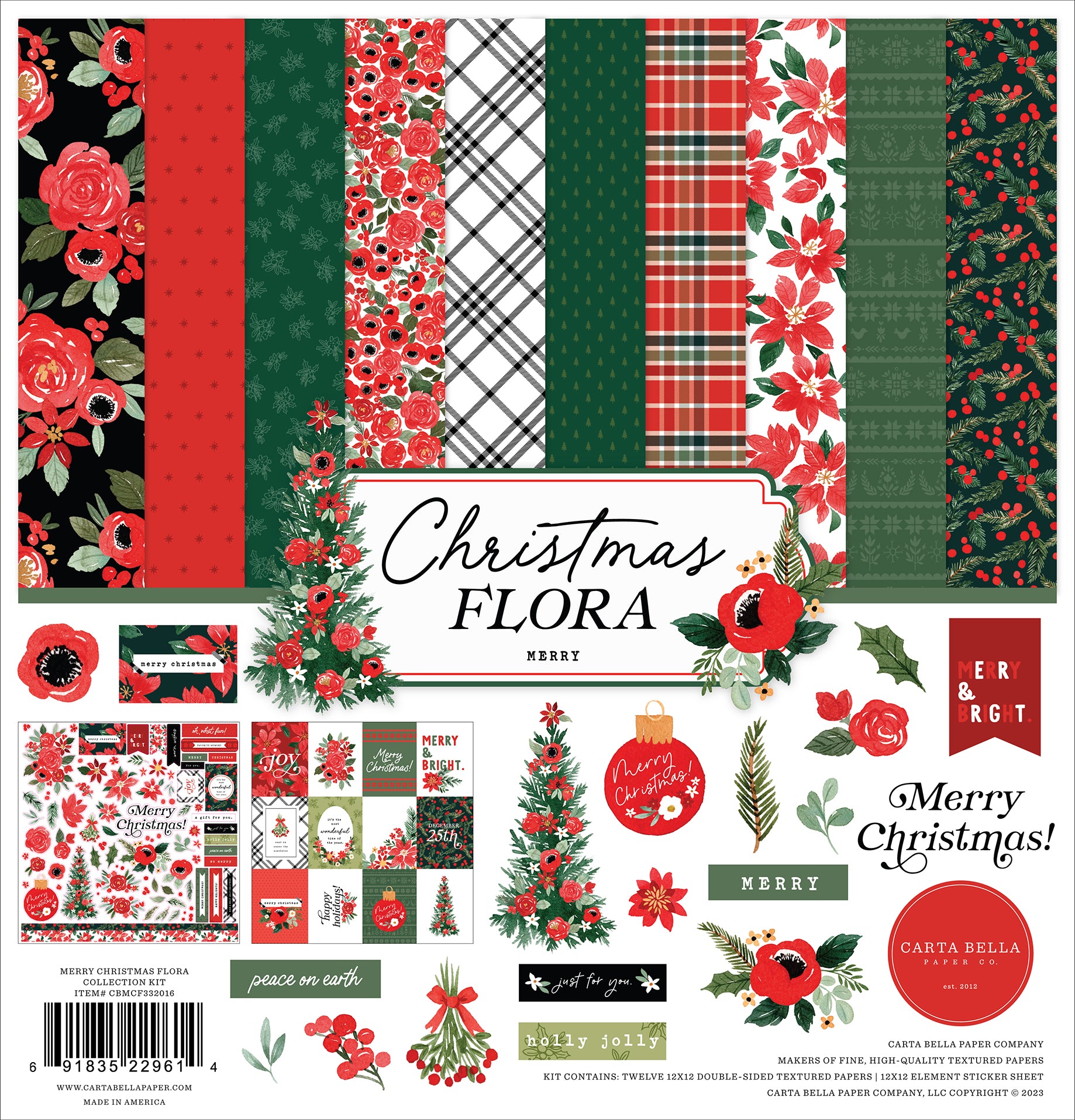 Christmas Flora Collection 12 x 12 Scrapbook Collection Kit by Carta Bella