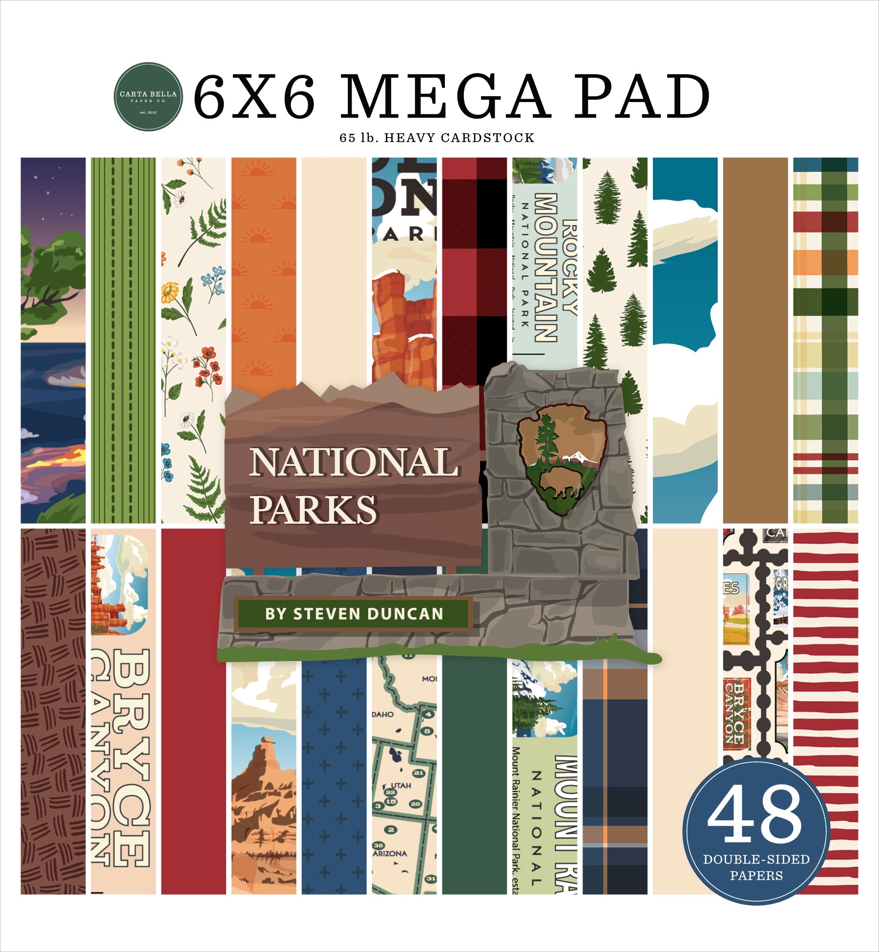National Parks Collection 6x6 Cardmakers Mega Pad by Carta Bella - 48 Double-Sided Papers