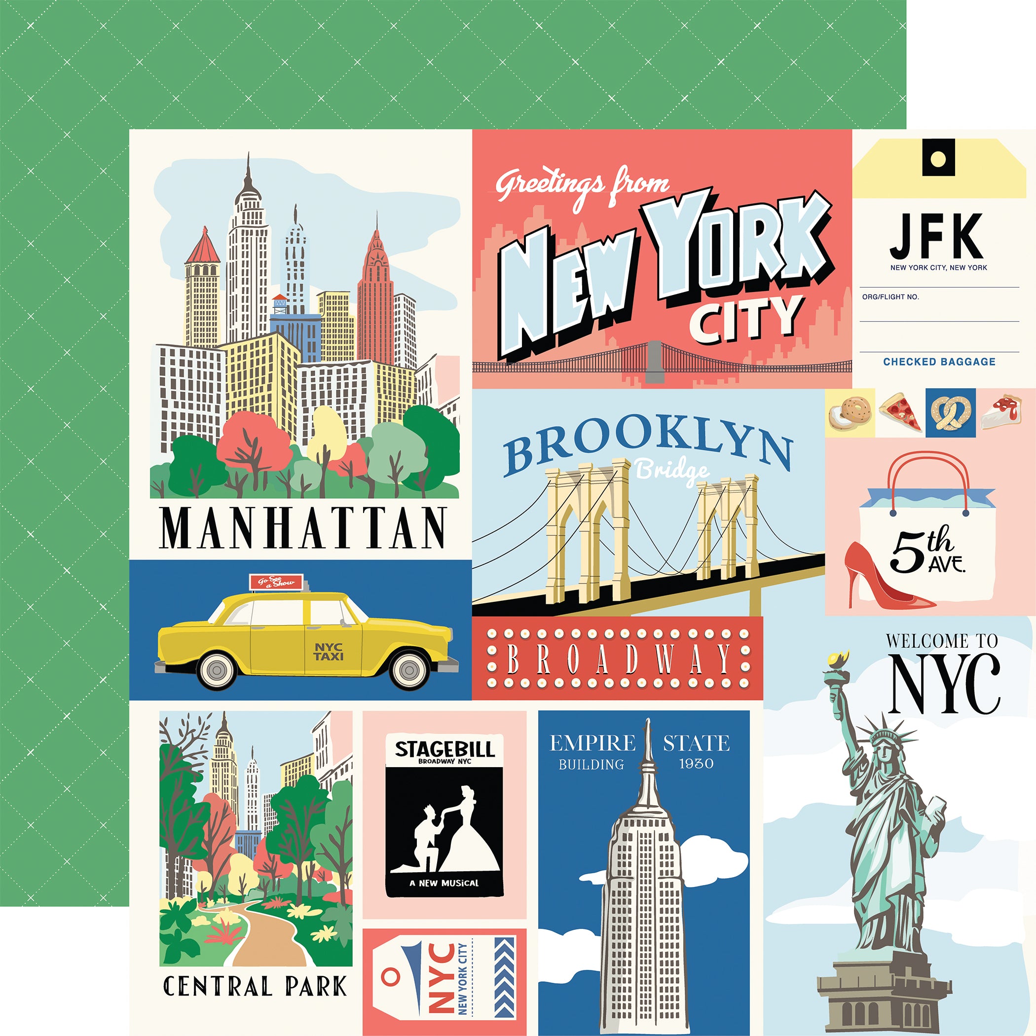 New York City Scrapbook Paper & Sticker  Collection Kit by Carta Bella - 13 Pieces