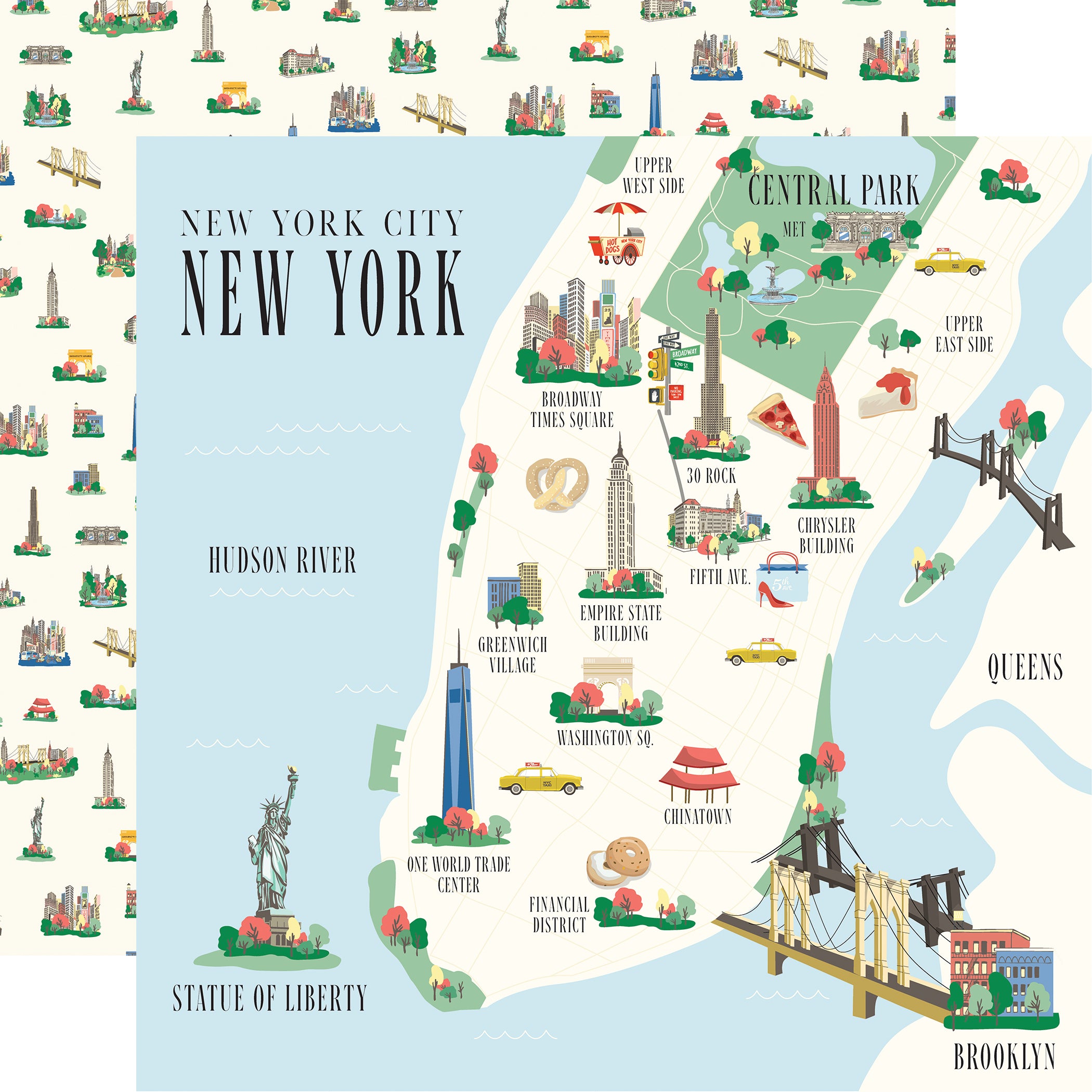 New York City Scrapbook Paper & Sticker  Collection Kit by Carta Bella - 13 Pieces
