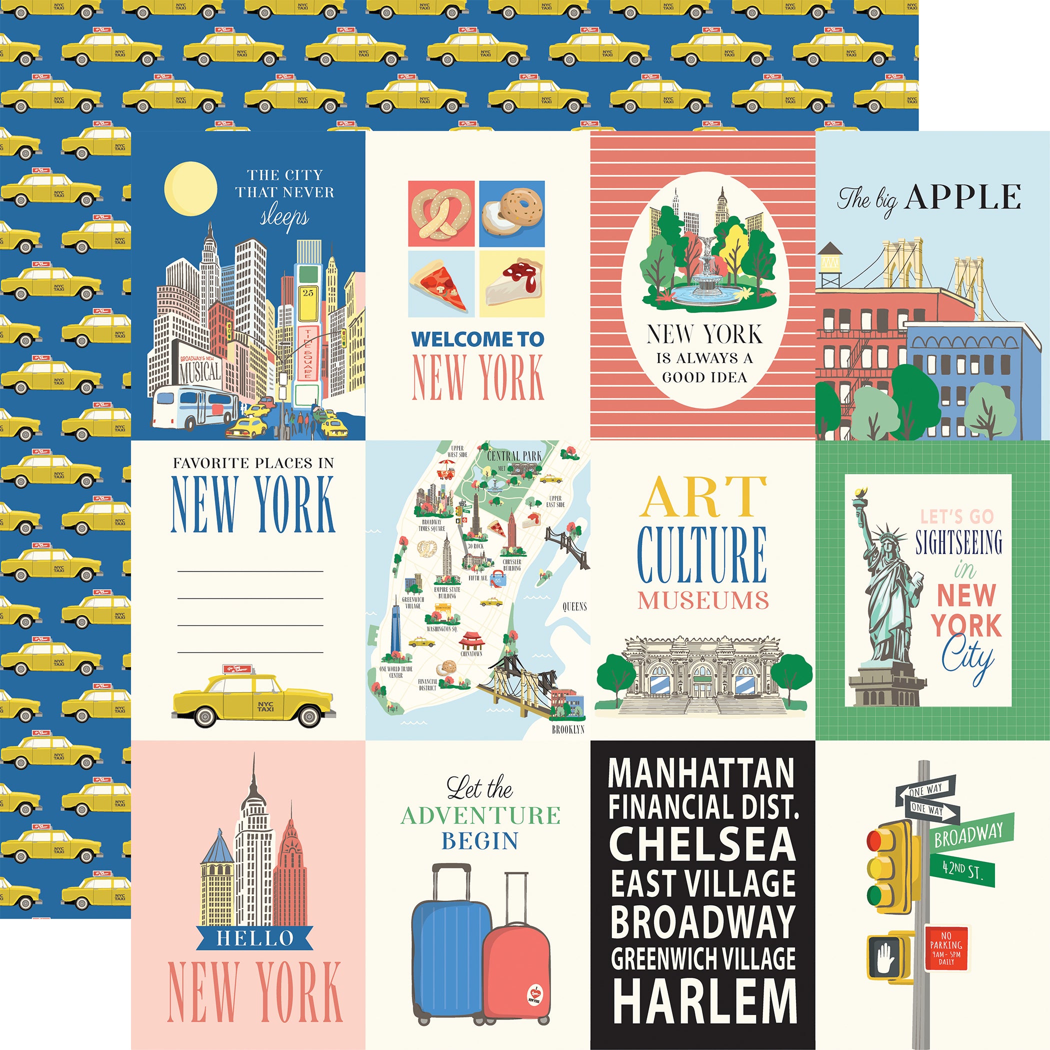 New York City Scrapbook Paper & Sticker  Collection Kit by Carta Bella - 13 Pieces