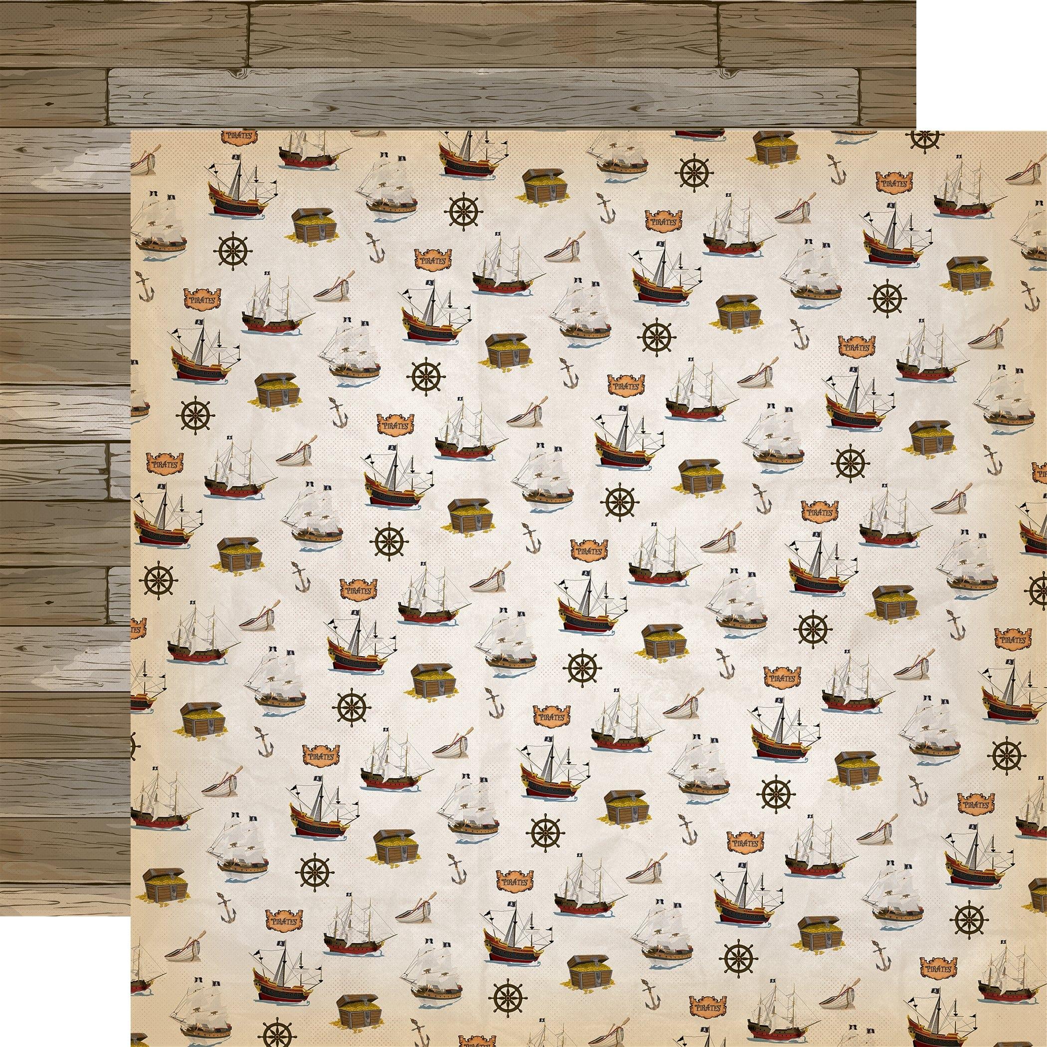 Pirates Collection Abandon Ship 12 x 12 Double-Sided Scrapbook Paper by Carta Bella