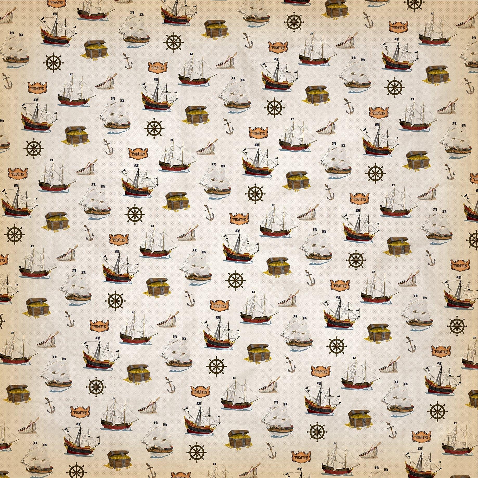 Pirates Collection Abandon Ship 12 x 12 Double-Sided Scrapbook Paper by Carta Bella - Scrapbook Supply Companies