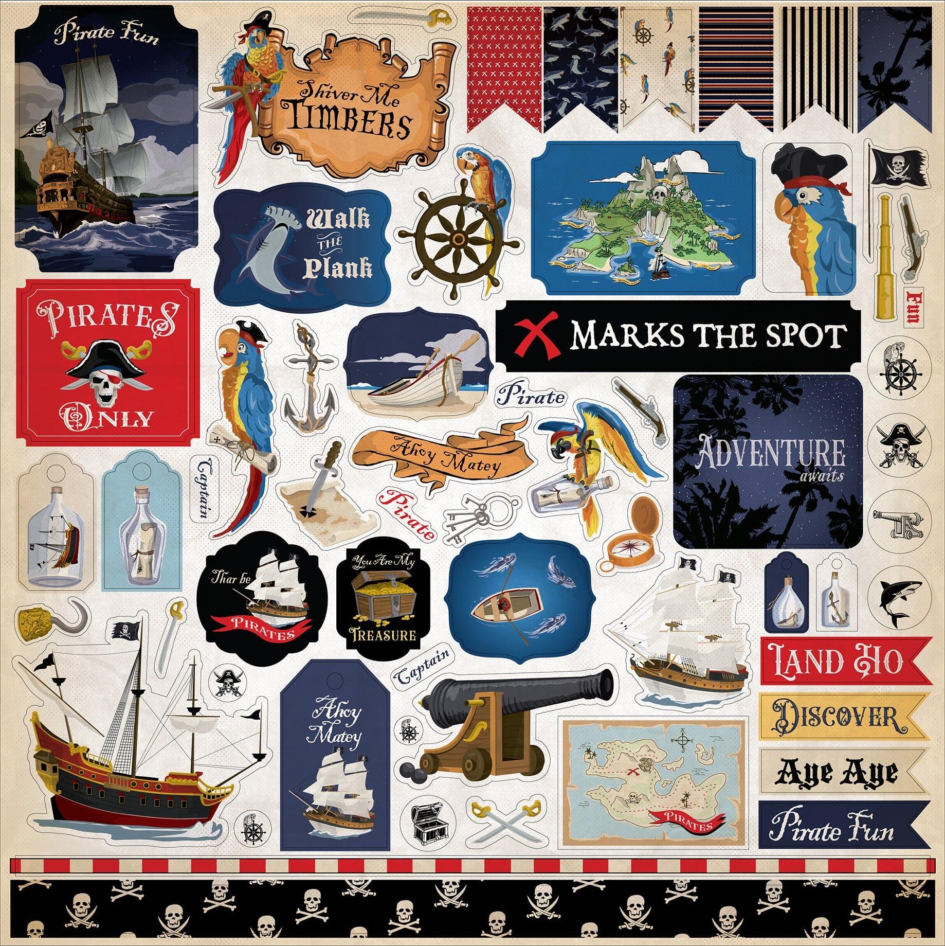 Pirates Collection 12 x 12 Scrapbook Sticker Sheet by Carta Bella - Scrapbook Supply Companies