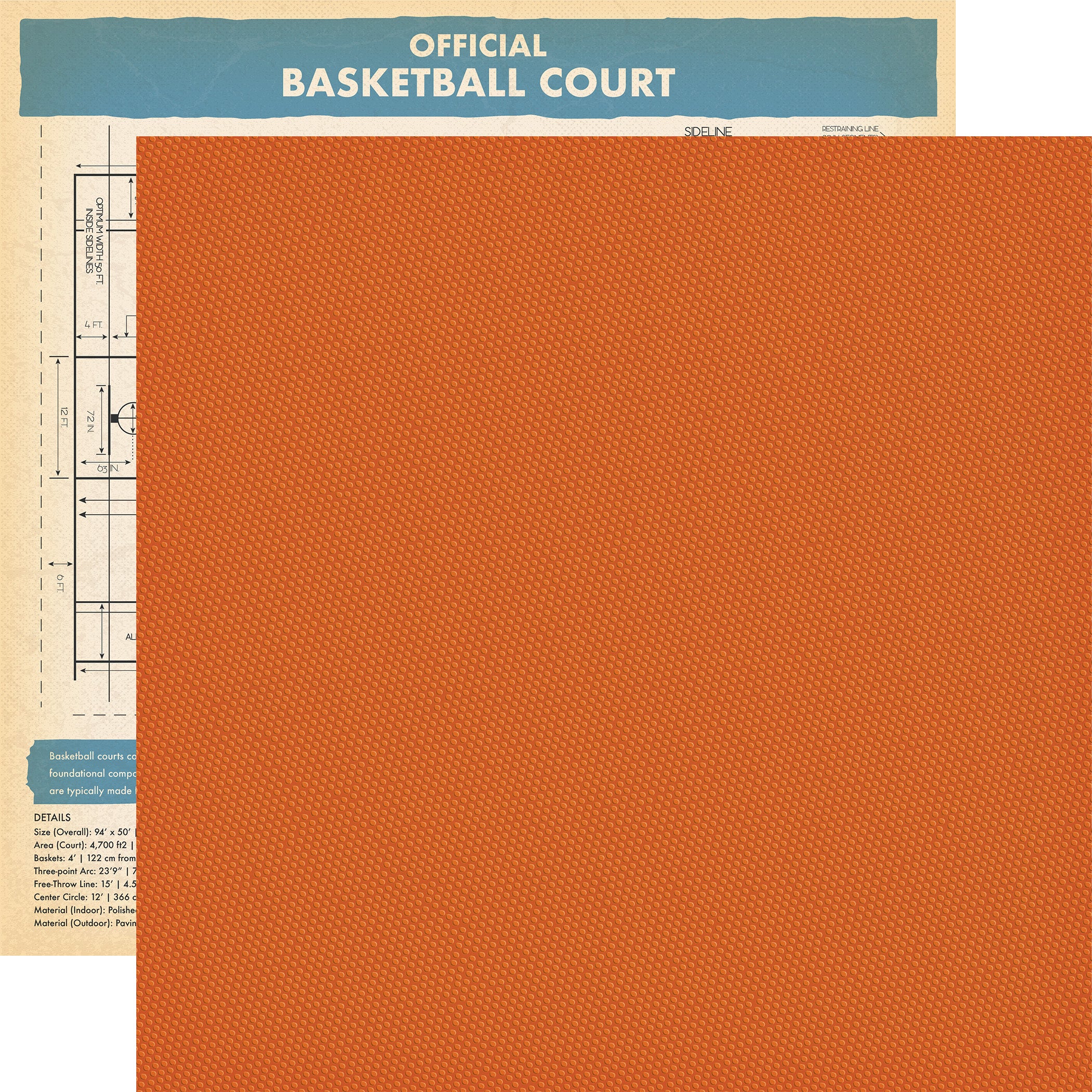 Slam Dunk Collection Basketball Texture 12 x 12 Double-Sided Scrapbook Paper by Echo Park Paper