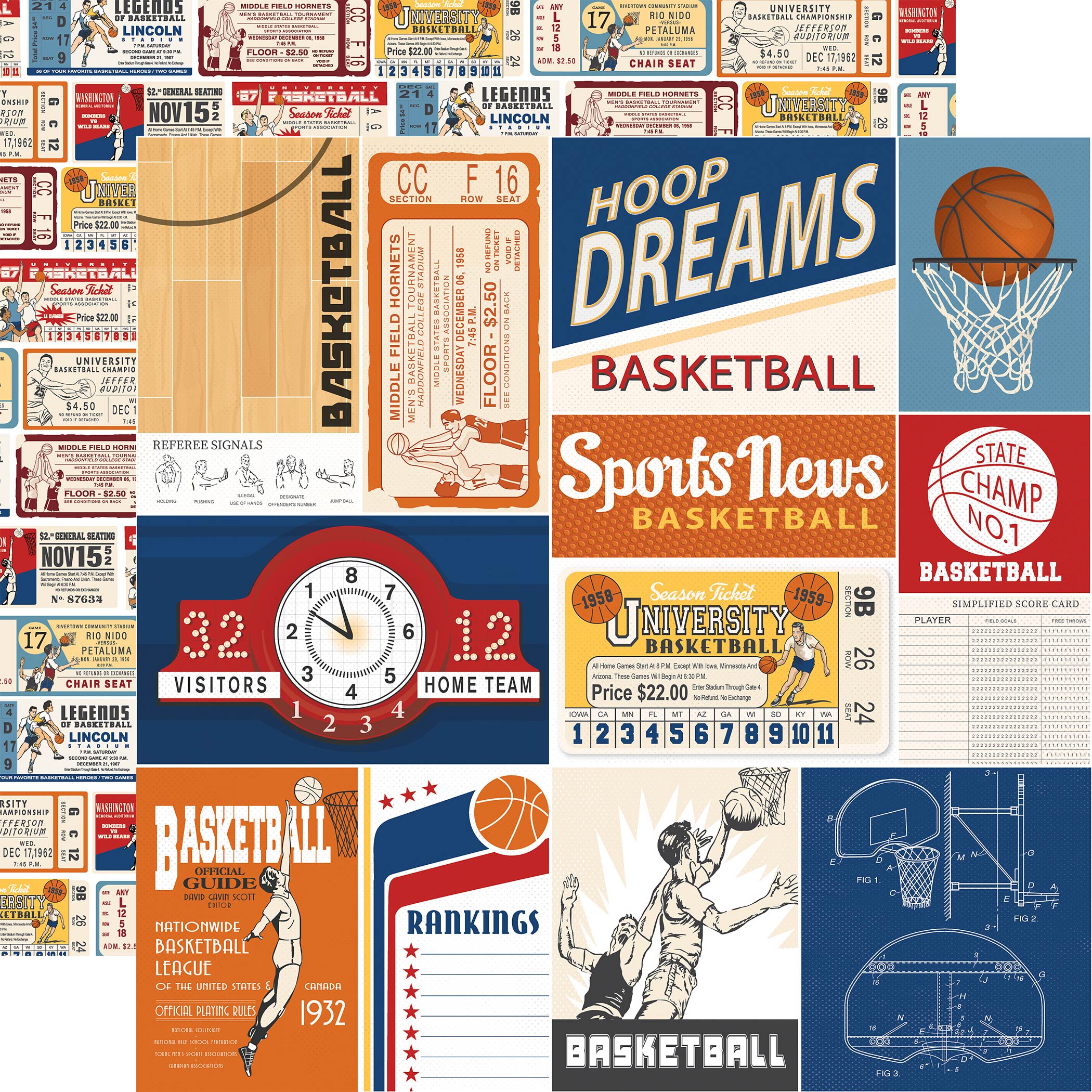 Slam Dunk Scrapbook Paper & Sticker Collection Kit by Echo Park Paper - 13 Pieces