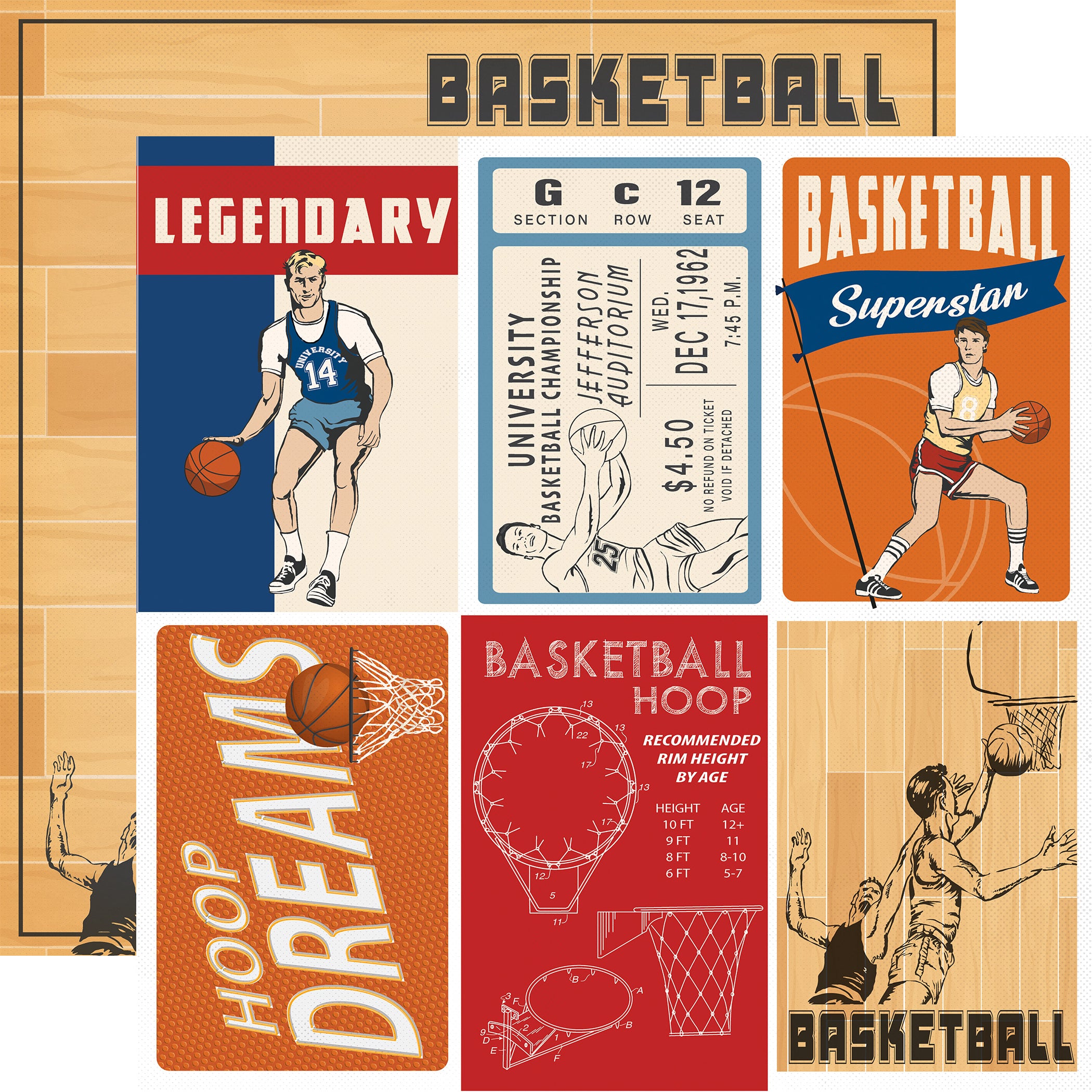 Slam Dunk Scrapbook Paper & Sticker Collection Kit by Echo Park Paper - 13 Pieces