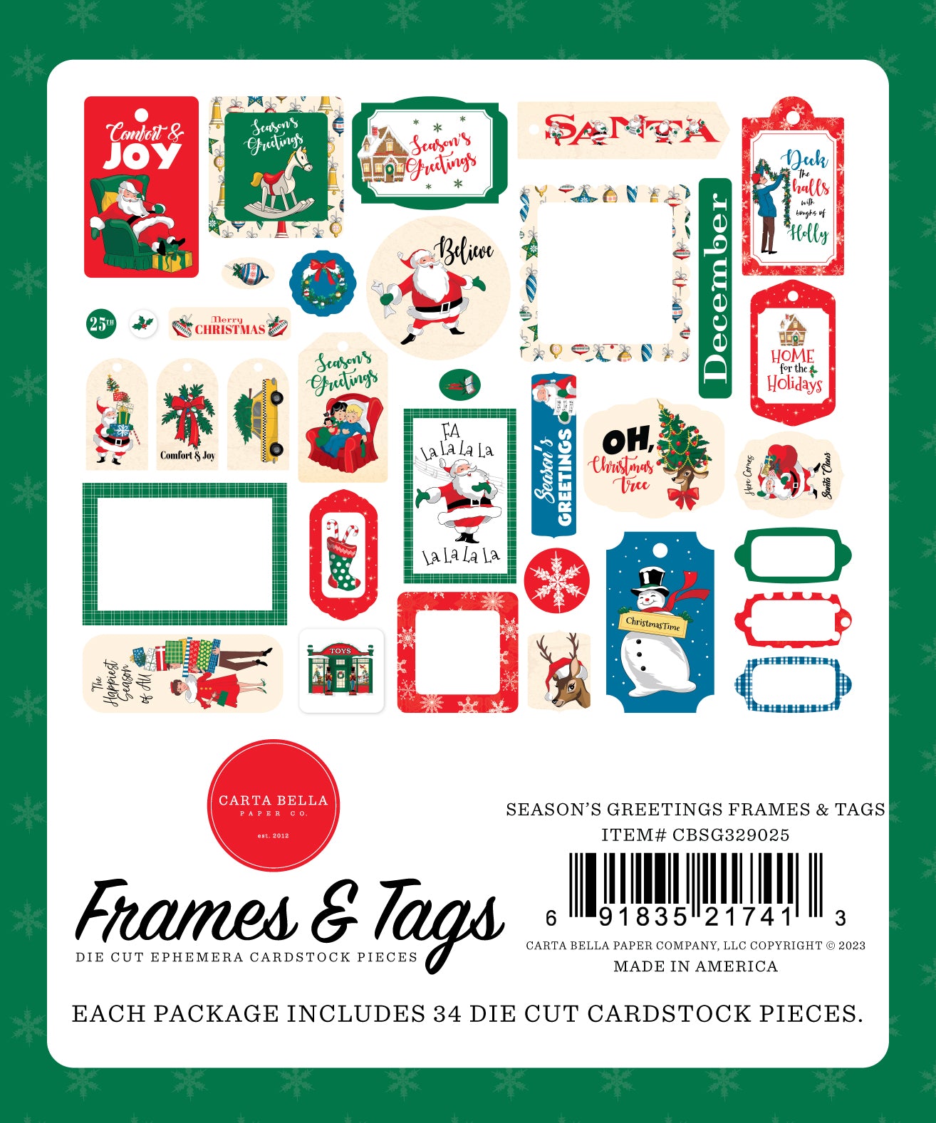 Season's Greetings Collection Scrapbook Frames & Tags by Carta Bella