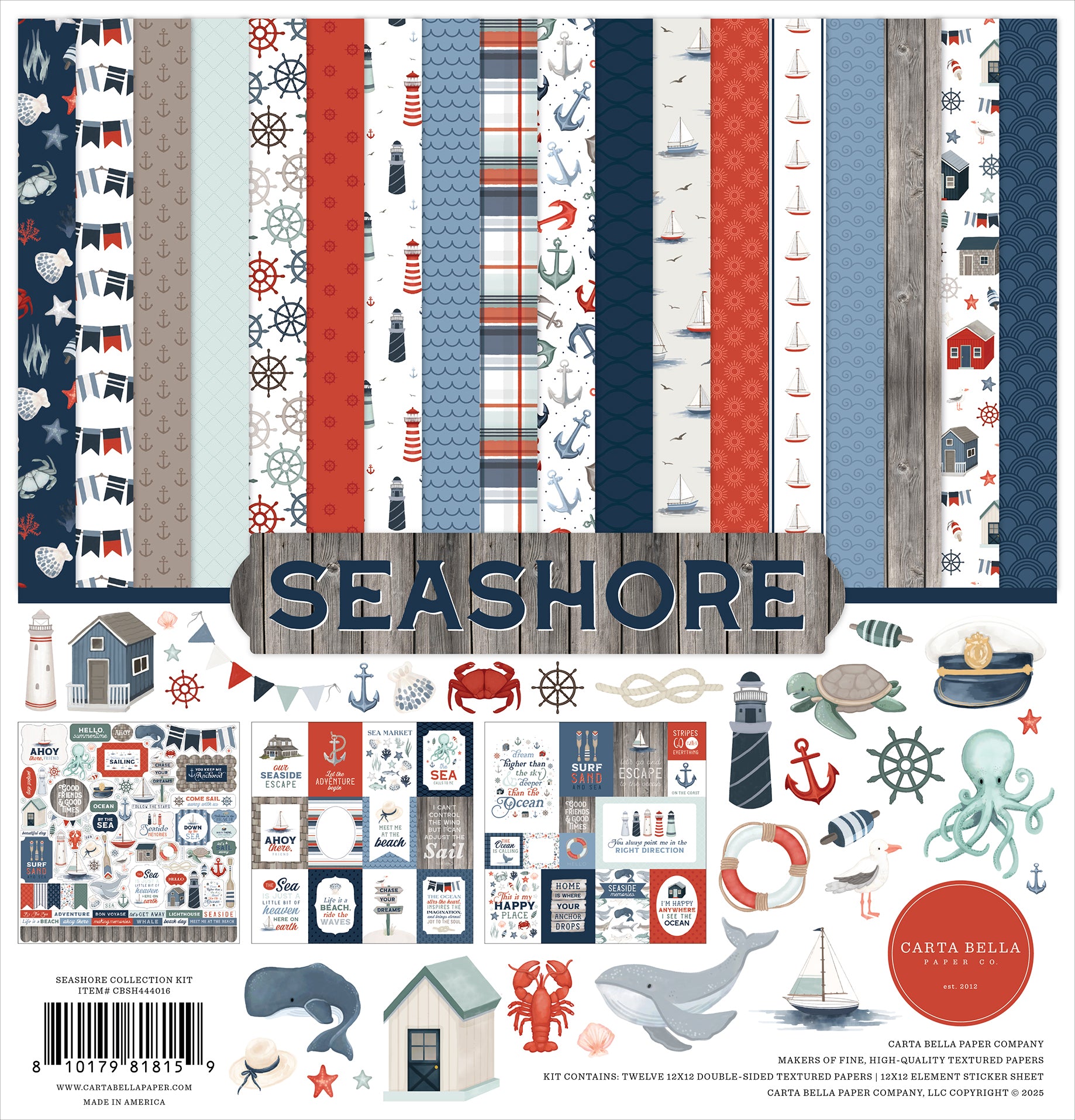 Seashore 12 x 12 Scrapbook Collection Kit by Carta Bella - 13 Pieces