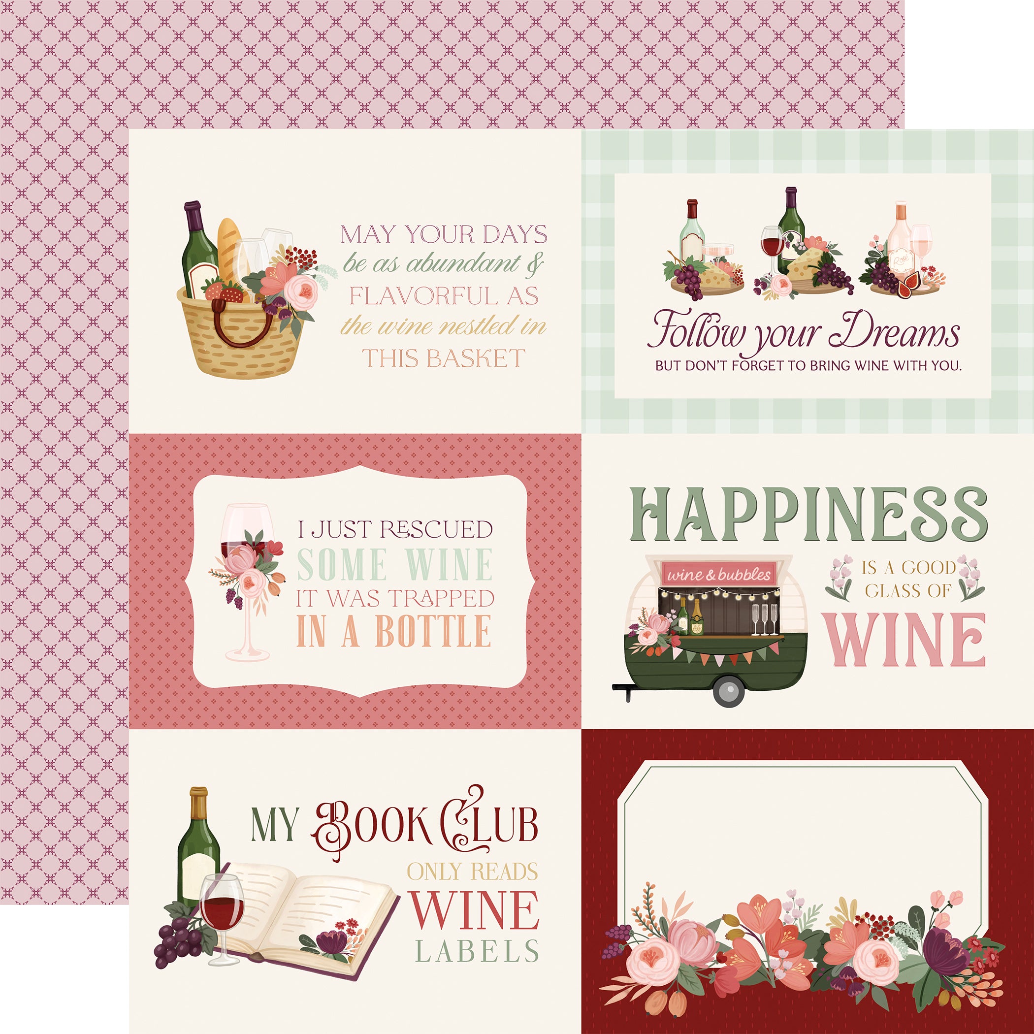 Wine Scrapbook Paper & Sticker Collection Kit by Carta Bella - 13 Pieces