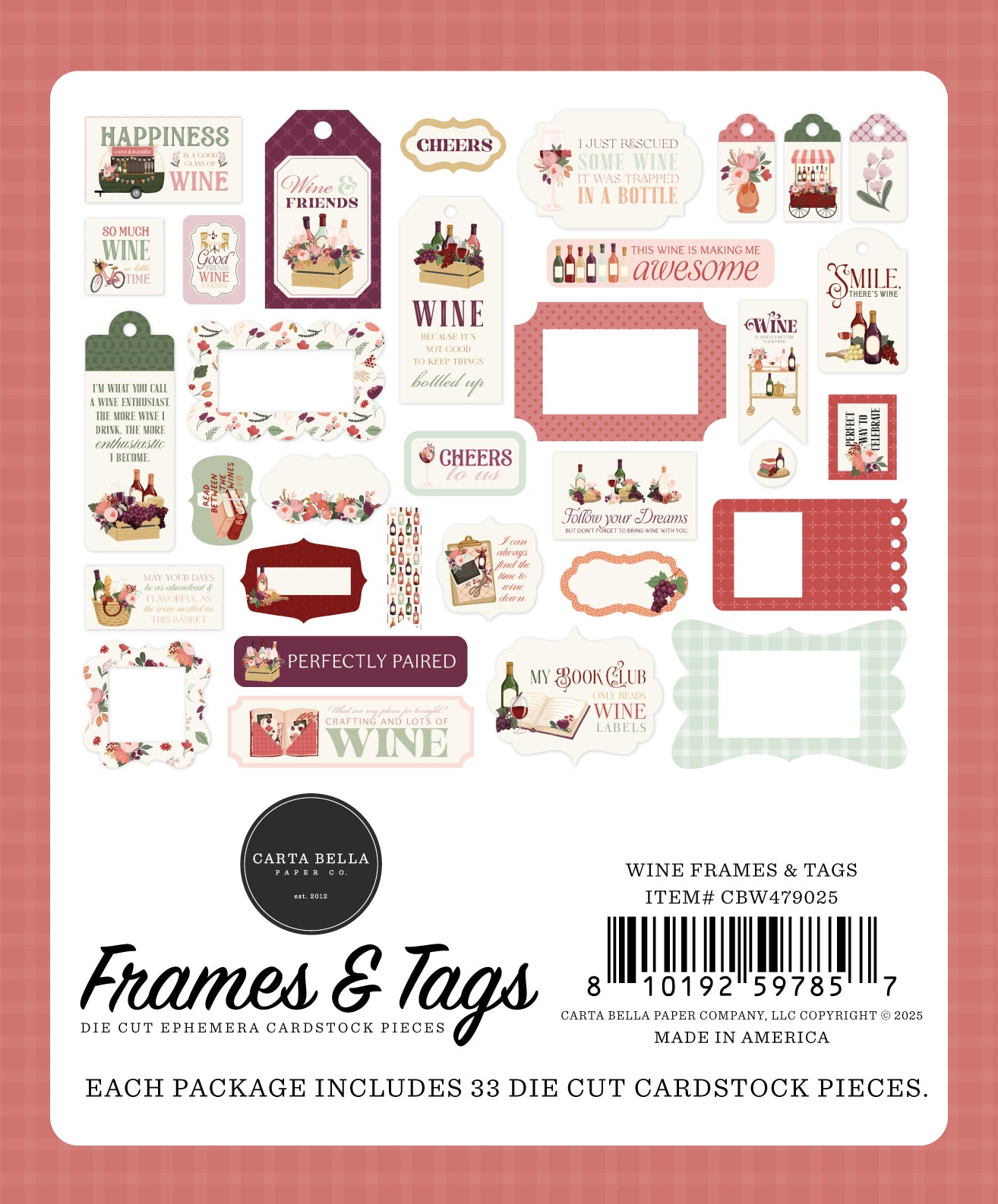 Wine Collection Scrapbook Frames & Tags by Carta Bella