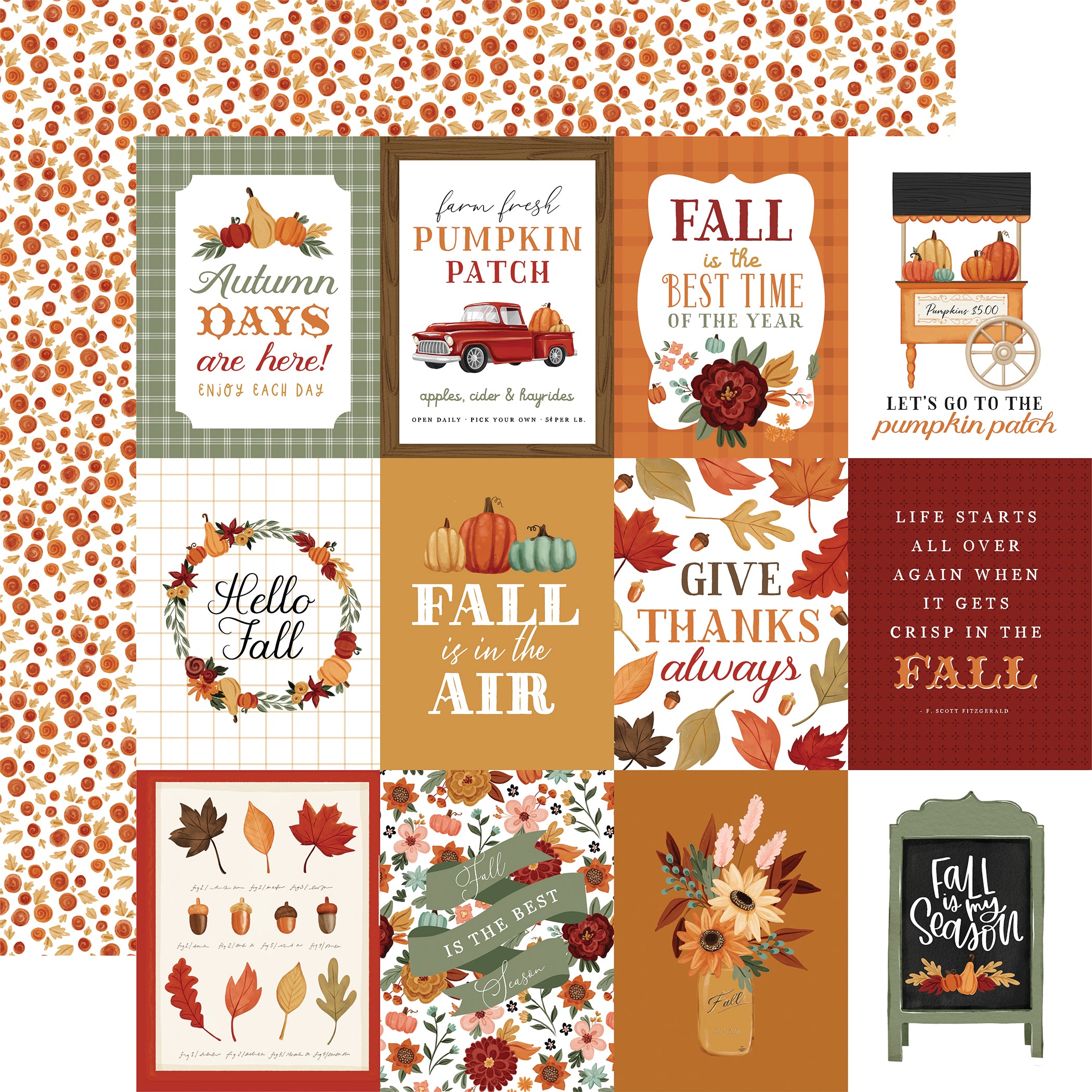 Welcome Fall Collection 12 x 12 Double-Sided Scrapbook Paper & Sticker Kit by Carta Bella