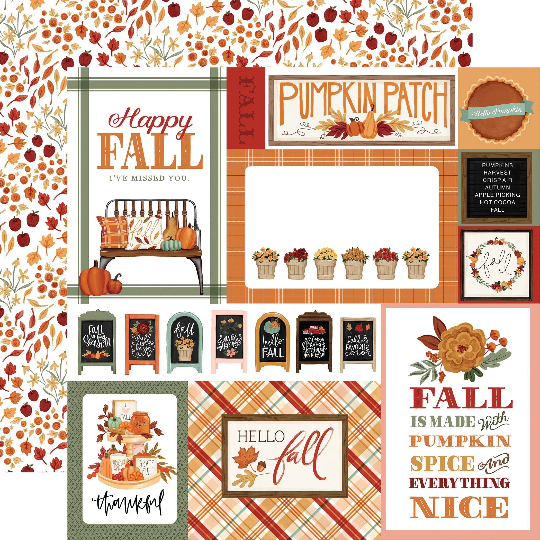 Welcome Fall Collection 12 x 12 Double-Sided Scrapbook Paper & Sticker Kit by Carta Bella