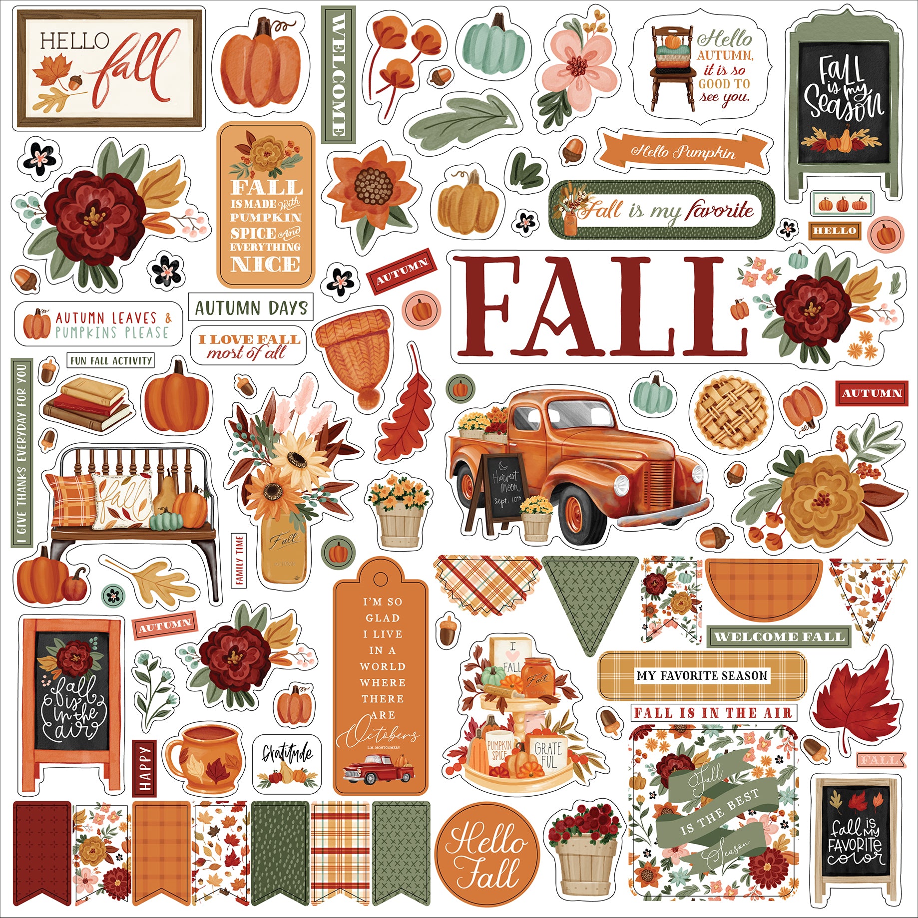 Welcome Fall Collection 12 x 12 Double-Sided Scrapbook Paper & Sticker Kit by Carta Bella