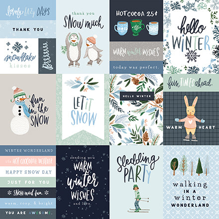Winter Market Collection 3x4 Journaling Cards 12 x 12 Double-Sided Scrapbook Paper by Carta Bella