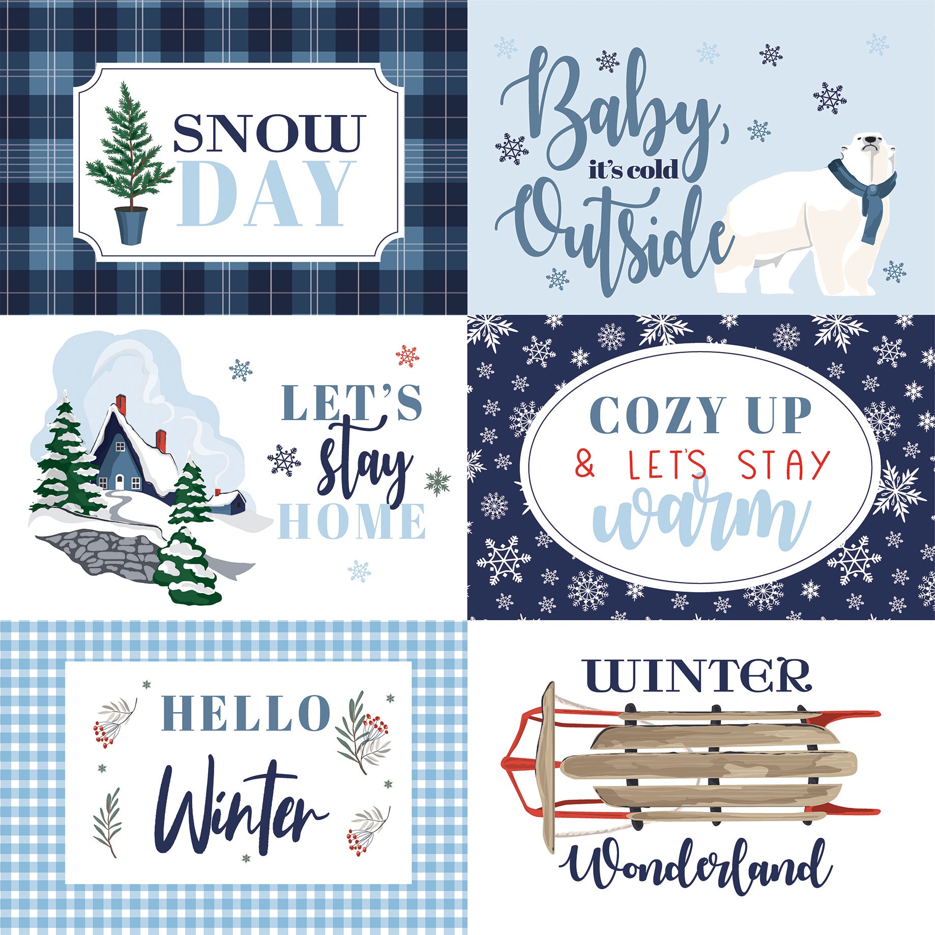 Wintertime Collection 6x4 Journaling Cards 12 x 12 Double-Sided Scrapbook Paper by Carta Bella