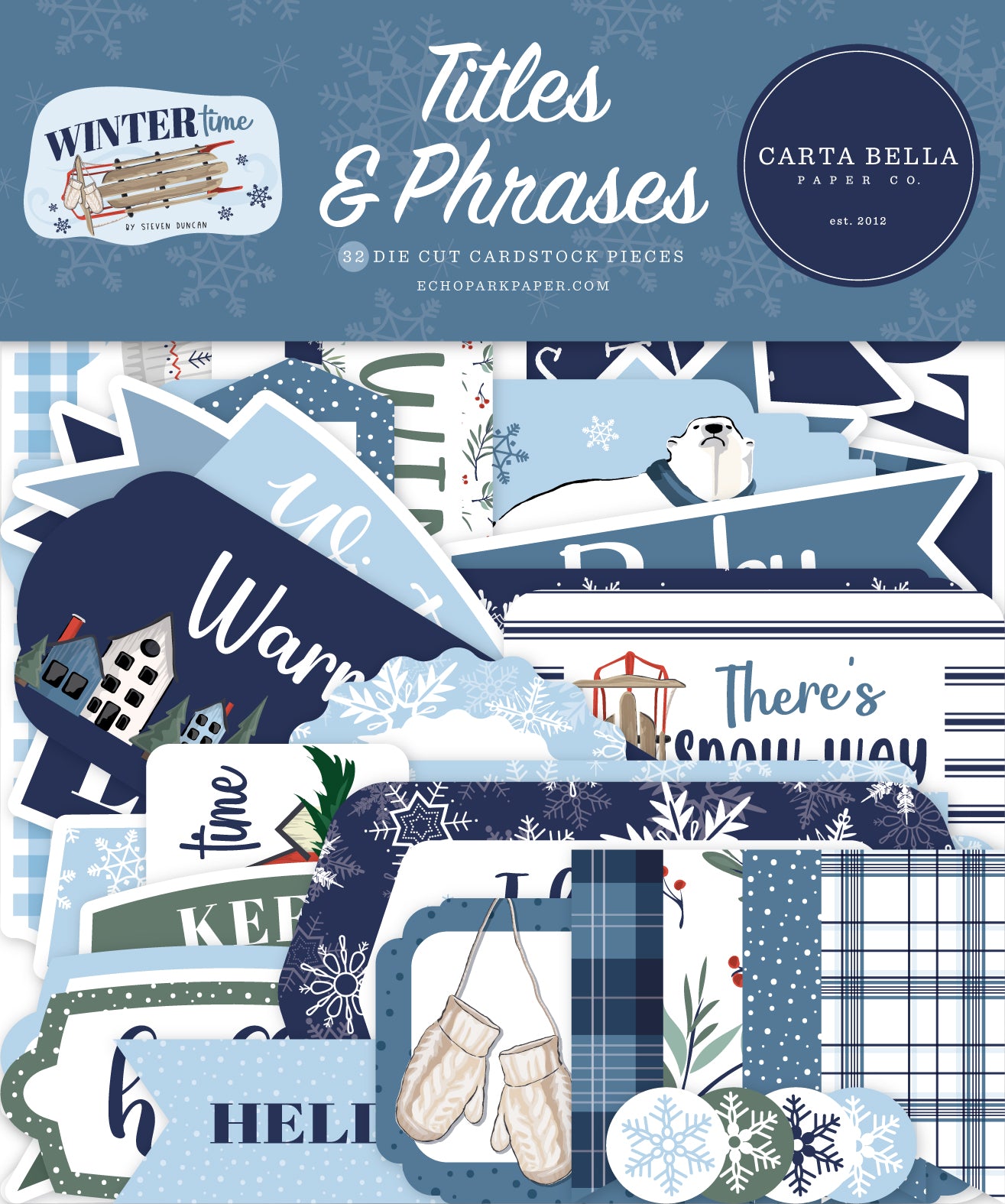Wintertime Collection 5 x 5 Scrapbook Titles & Phrases by Carta Bella