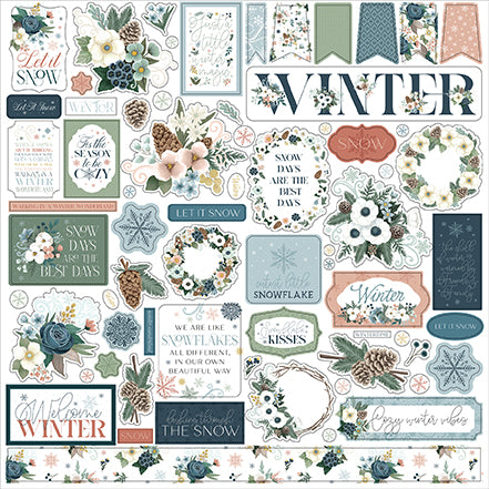 Winter Wonderland Scrapbook Paper & Sticker Collection Kit by Carta Bella - 13 Pieces