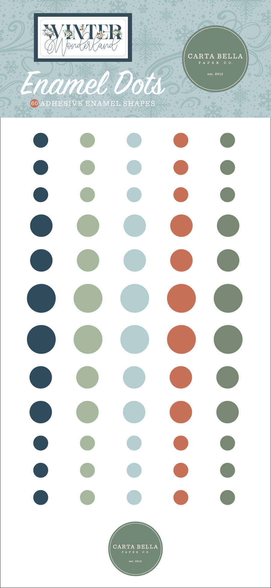 Winter Wonderland Collection 3x6 Self-Adhesive Enamel Dots Scrapbook Embellishments by Carta Bella