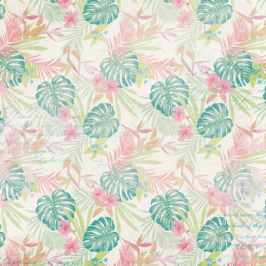 Coco Paradise Collection Tropical Floral 12 x 12 Double-Sided Scrapbook Paper by Photo Play Paper