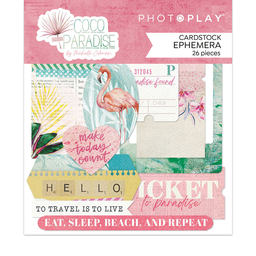 Coco Paradise Collection Scrapbook Ephemera Die Cut Embellishments by Photo Play Paper