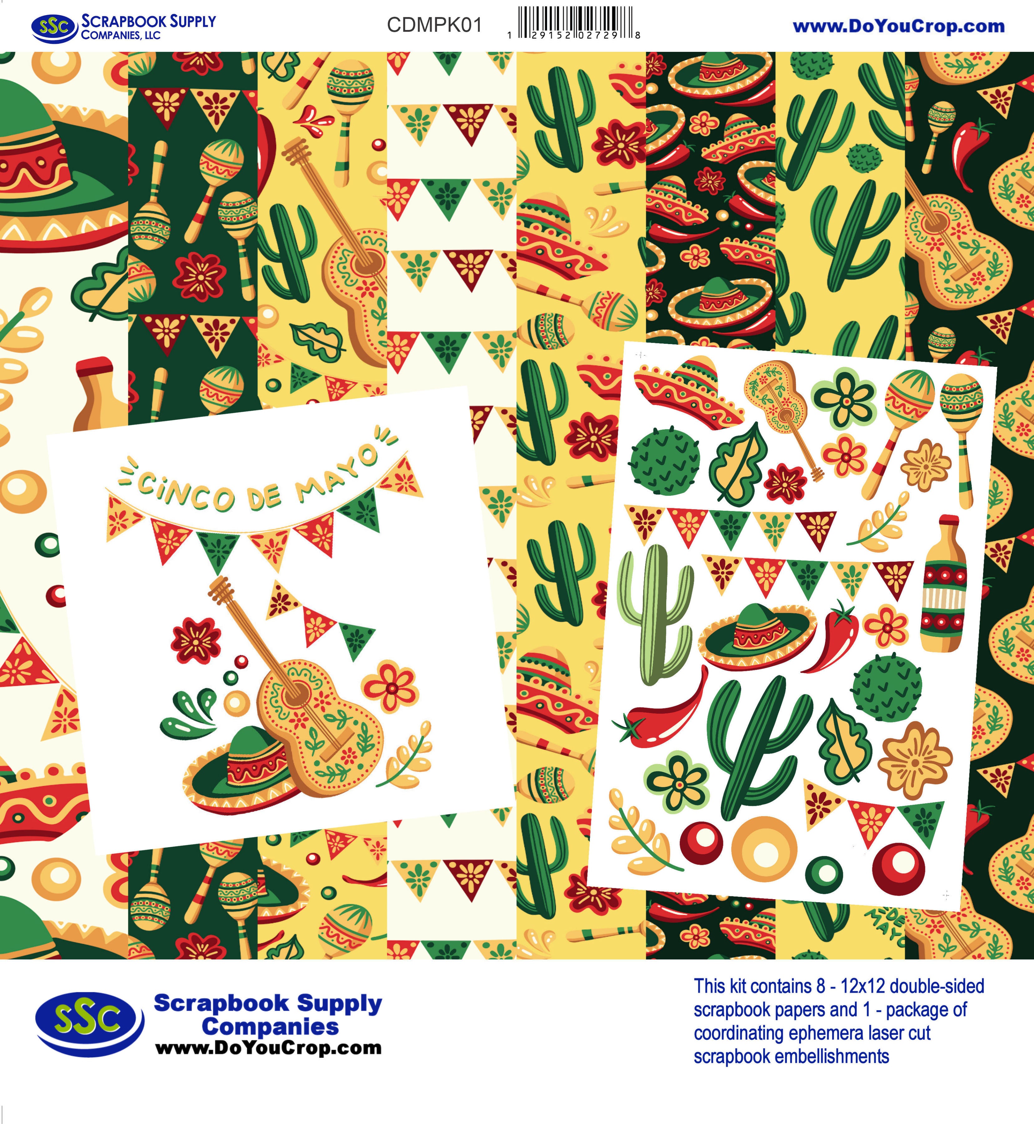 Cinco De Mayo 12 x 12 Scrapbook Paper & Embellishment Kit by SSC Designs
