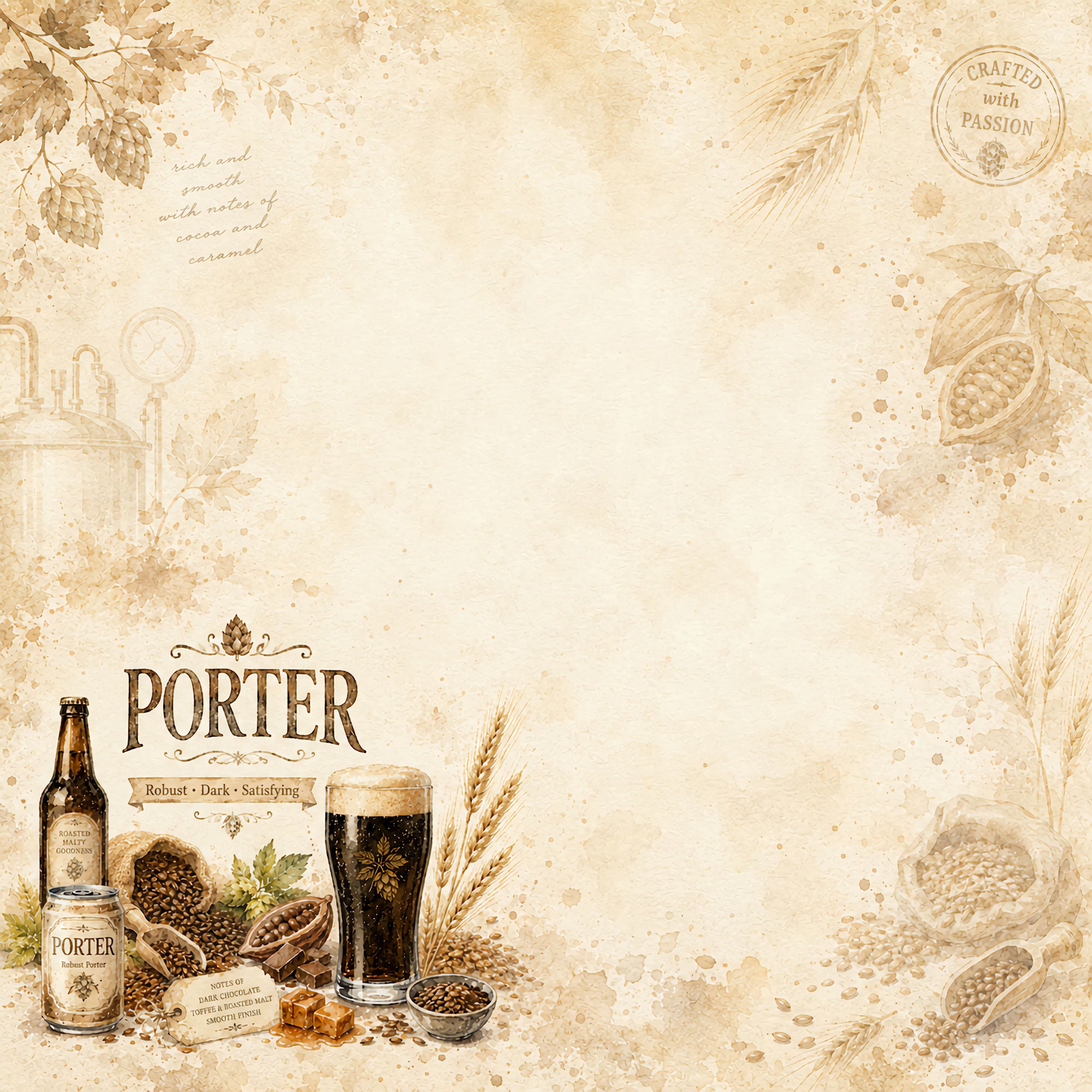 Craft Beer Collection Porter 12 x 12 Double-Sided Scrapbook Paper by SSC Designs