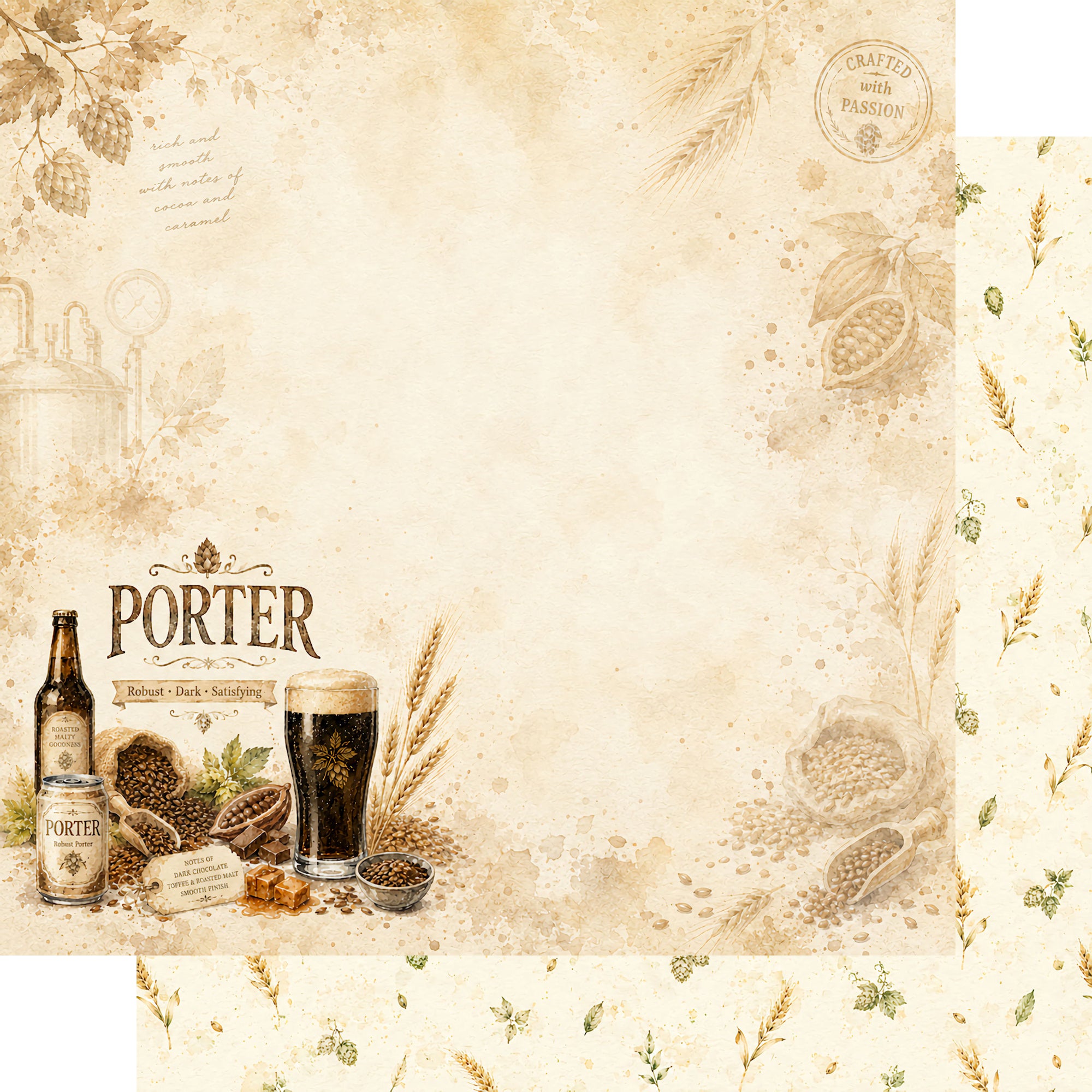 Craft Beer Collection Porter 12 x 12 Double-Sided Scrapbook Paper by SSC Designs