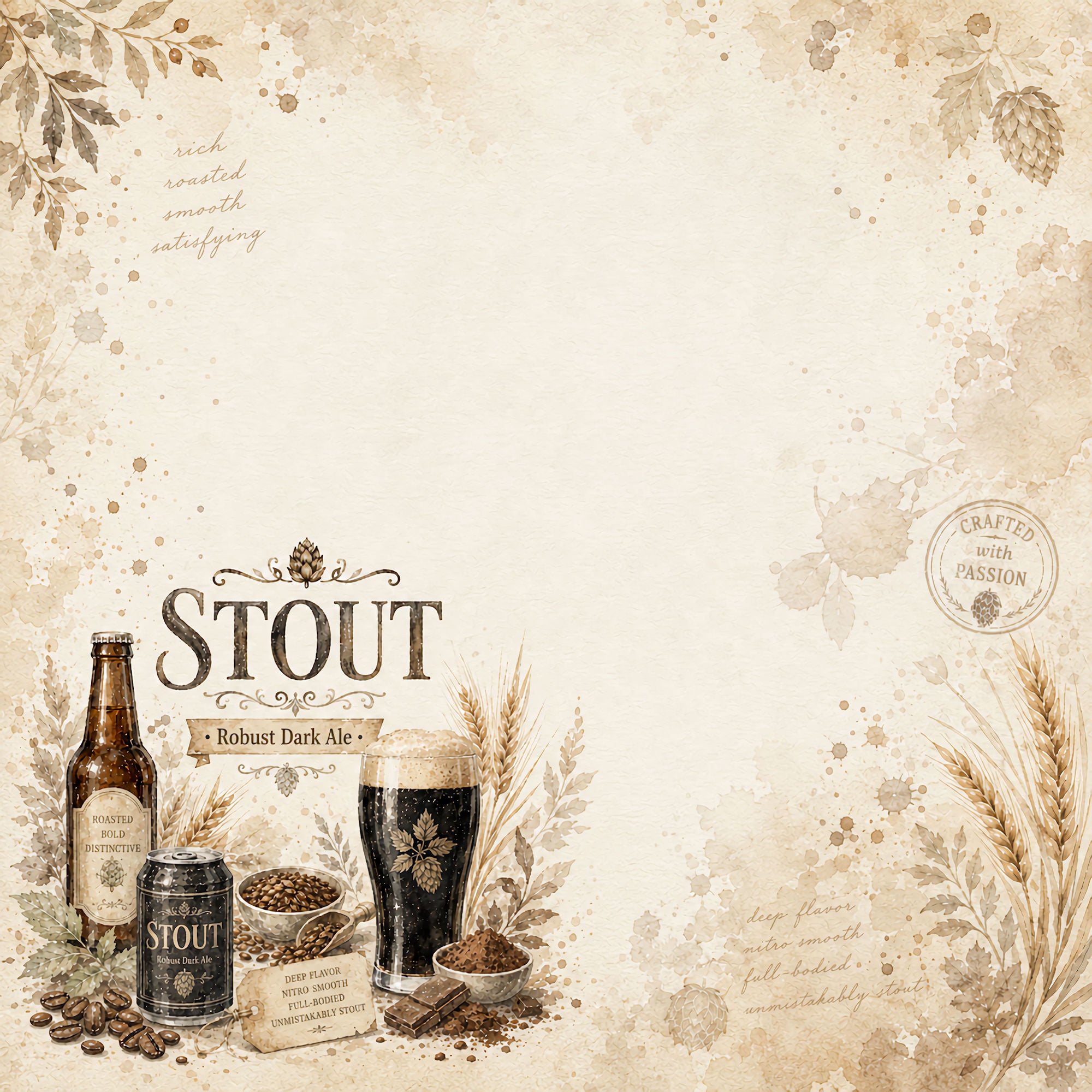 Craft Beer Collection Stout 12 x 12 Double-Sided Scrapbook Paper by SSC Designs
