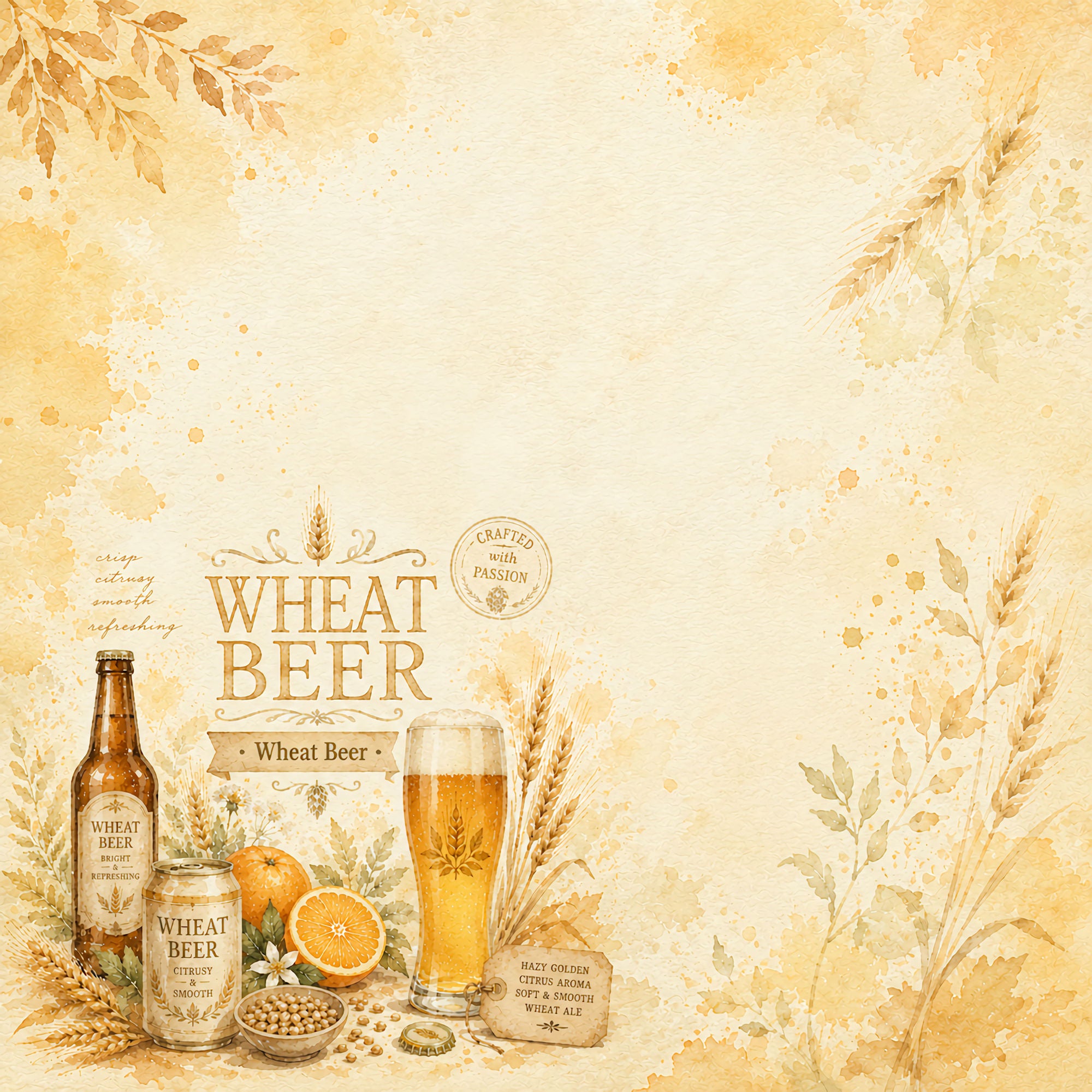 Craft Beer Collection Wheat Beer 12 x 12 Double-Sided Scrapbook Paper by SSC Designs
