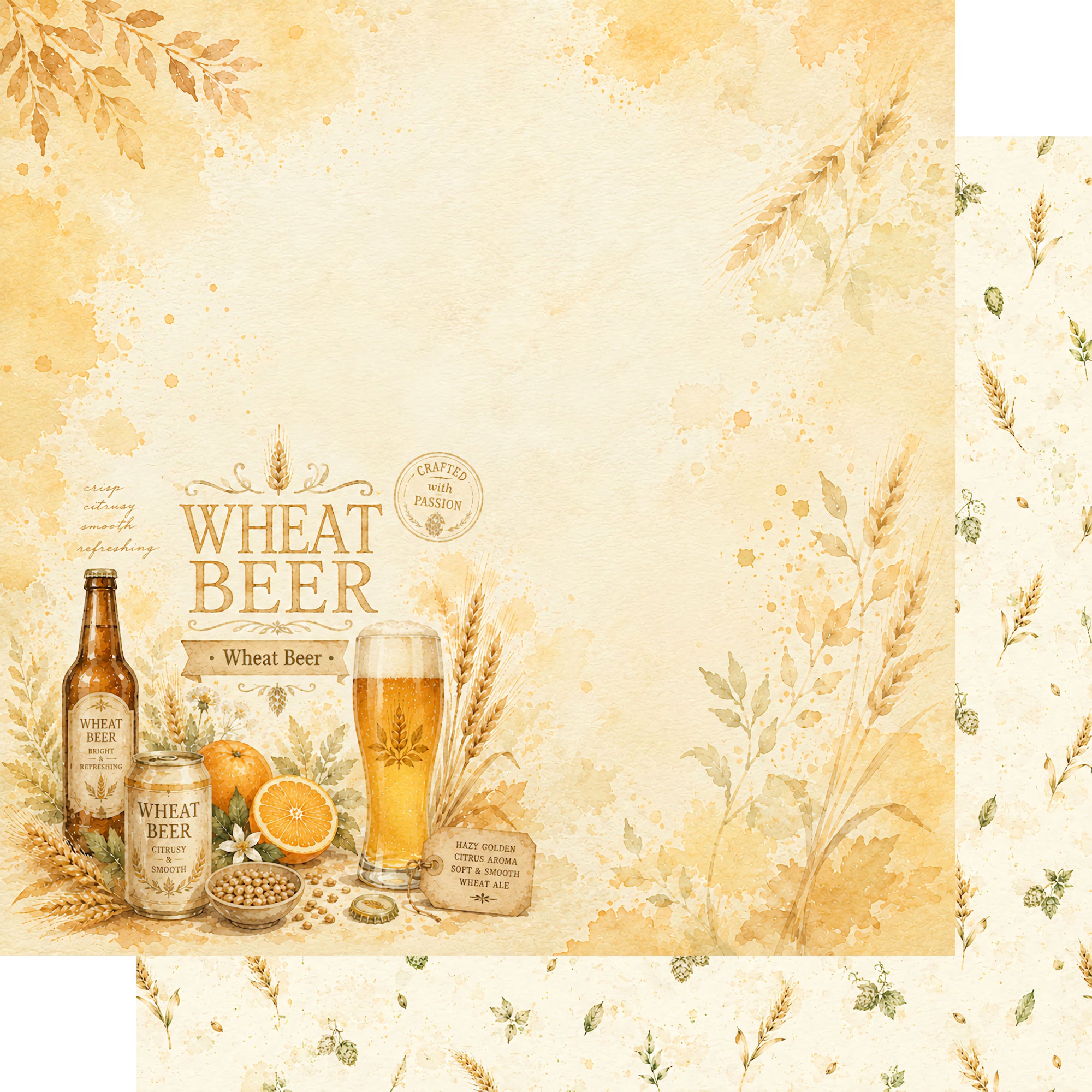 Craft Beer Collection Wheat Beer 12 x 12 Double-Sided Scrapbook Paper by SSC Designs