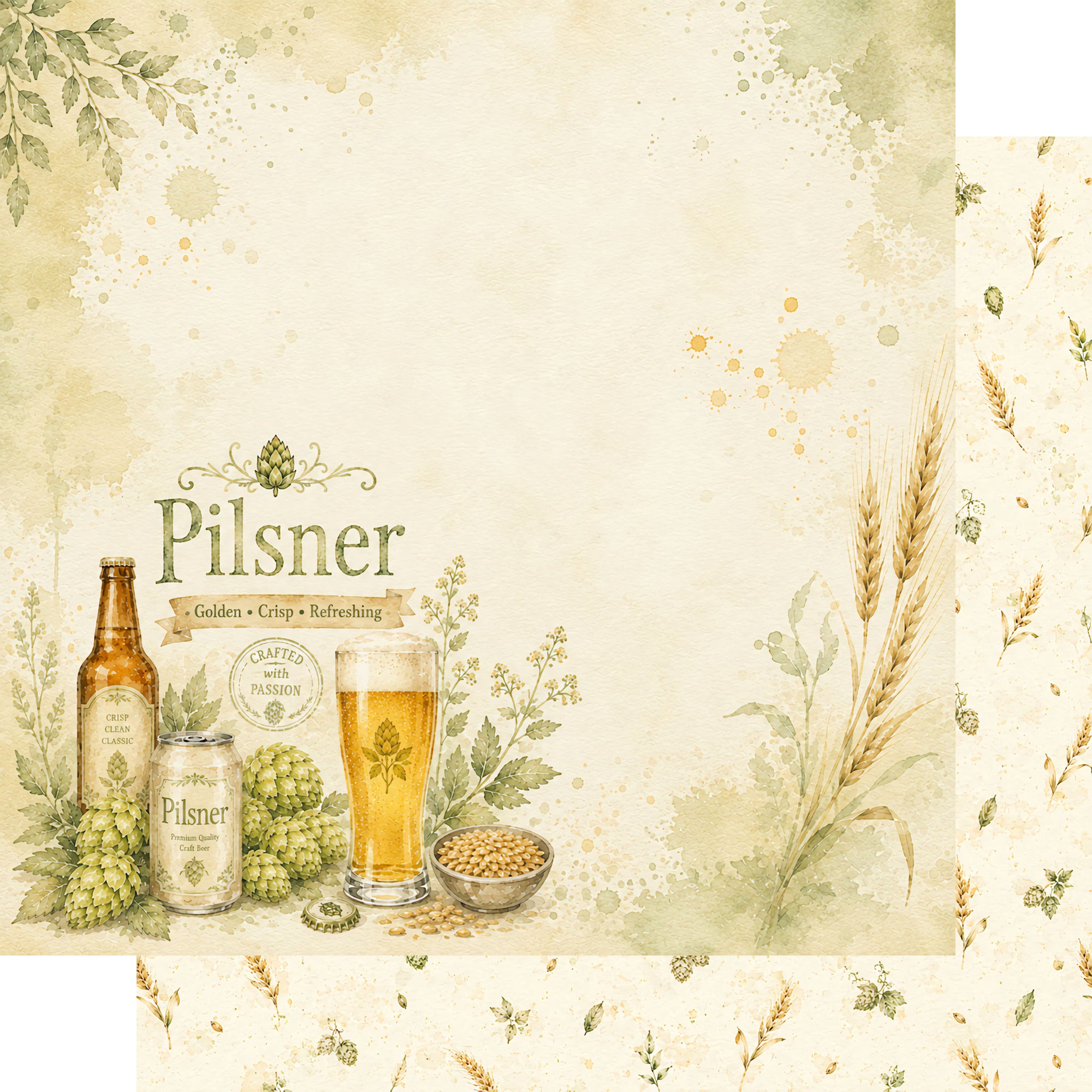Craft Beer Collection Pilsner 12 x 12 Double-Sided Scrapbook Paper by SSC Designs