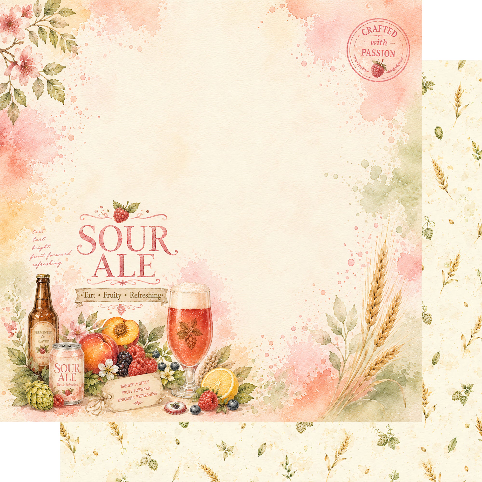 Craft Beer Collection Sour Ale 12 x 12 Double-Sided Scrapbook Paper by SSC Designs