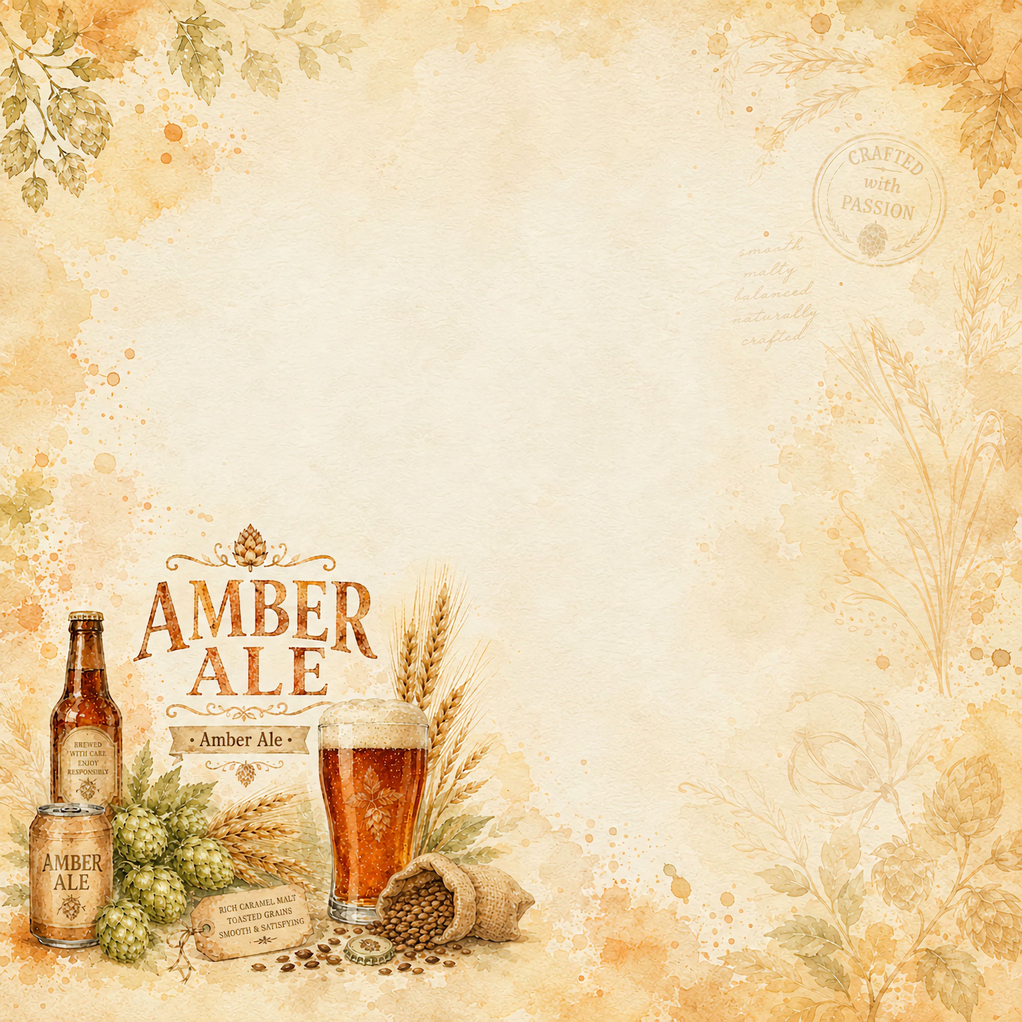 Craft Beer Collection Amber Ale 12 x 12 Double-Sided Scrapbook Paper by SSC Designs
