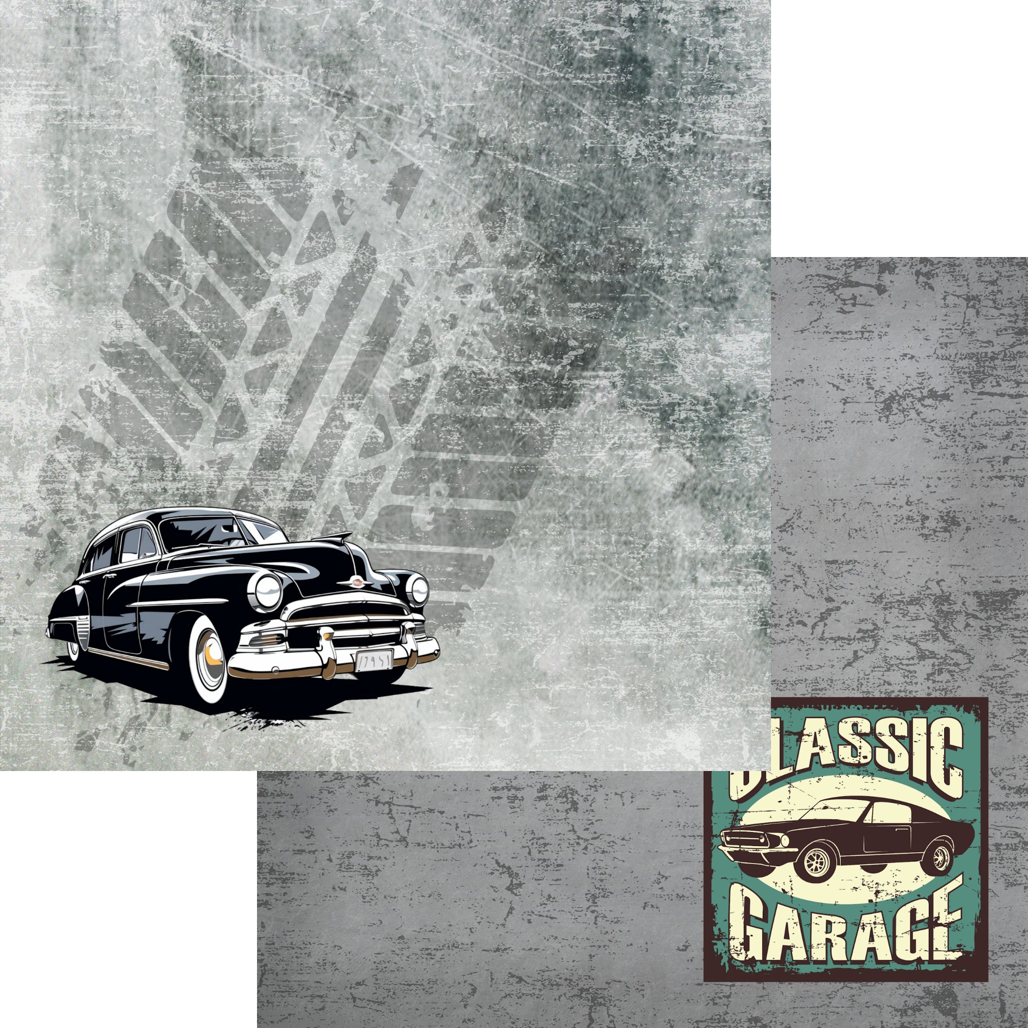 Classic Cars Collection Classic Garage 12 x 12 Double-Sided Scrapbook Paper by SSC Designs