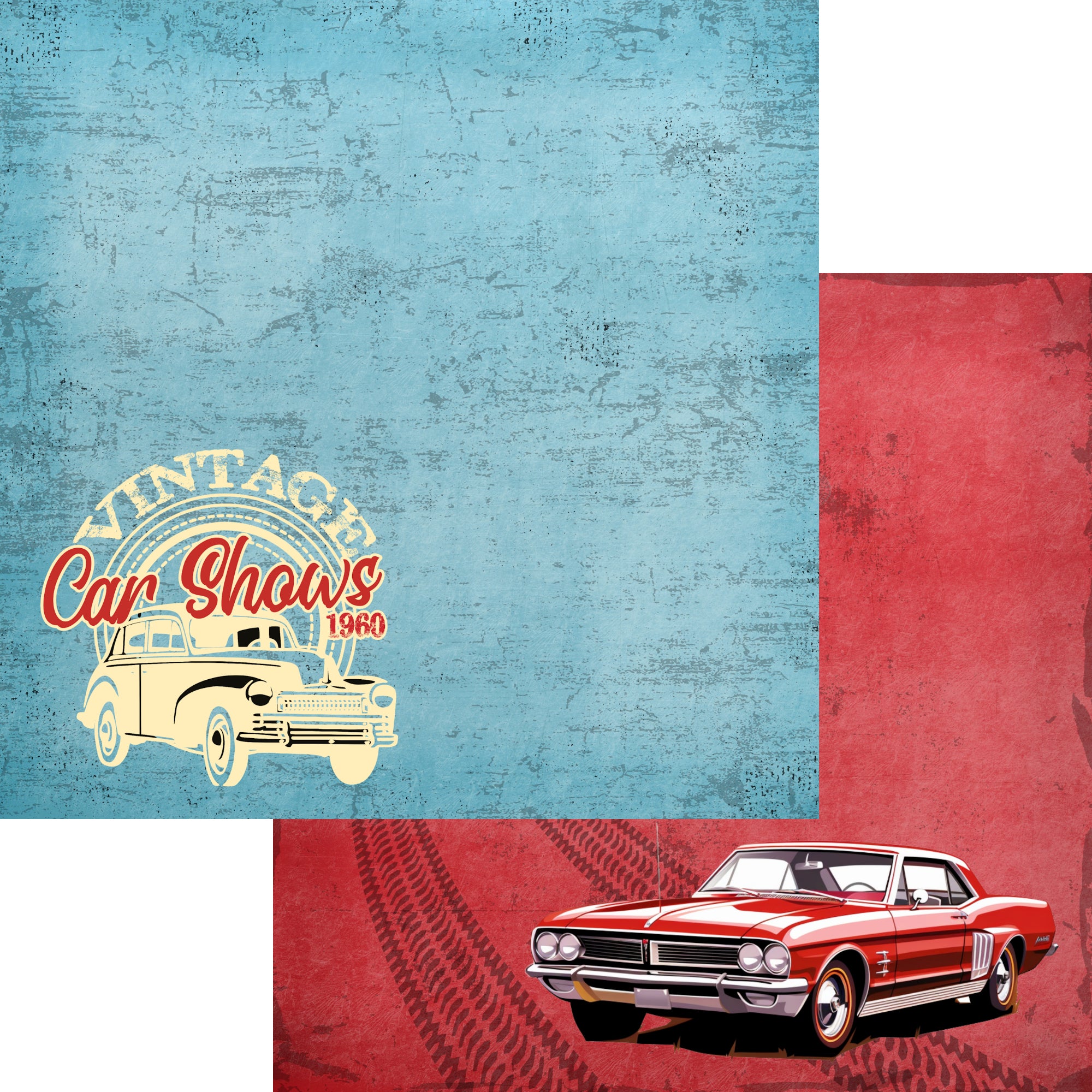 Classic Cars Collection Vintage Car Show 12 x 12 Double-Sided Scrapbook Paper by SSC Designs