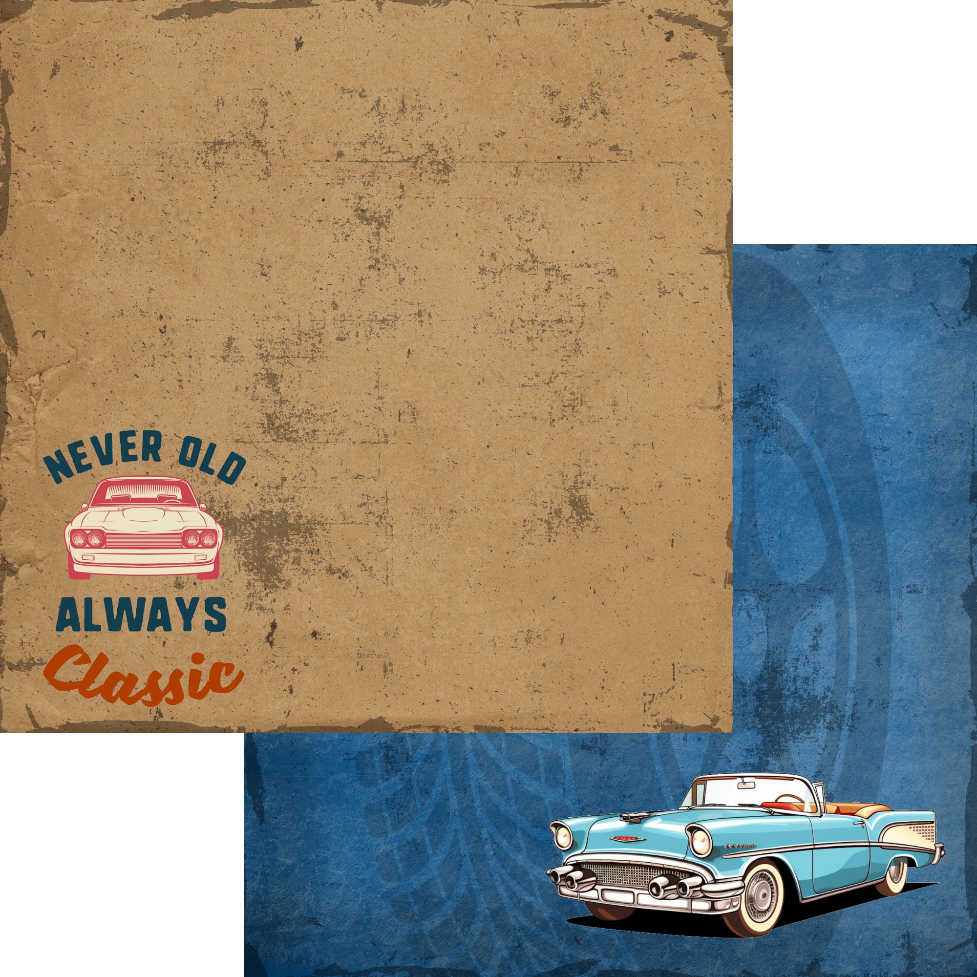 Classic Cars Collection Never Old, Just Classic 12 x 12 Double-Sided Scrapbook Paper by SSC Designs