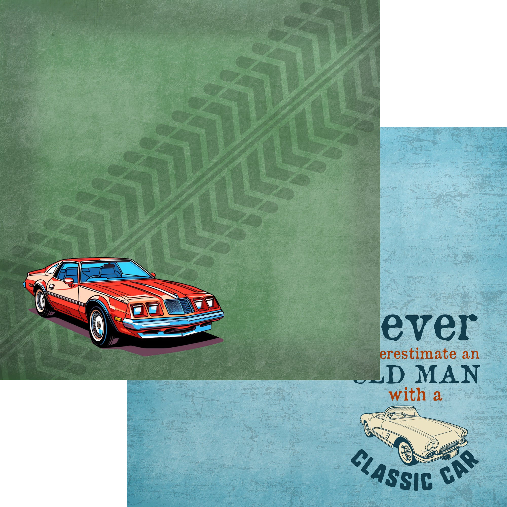Classic Cars Collection Old Men & Classic Cars 12 x 12 Double-Sided Scrapbook Paper by SSC Designs