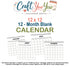 Craft Your Year Calendar Series 12-Month 12 x 12 Blank Calendar by SSC Designs