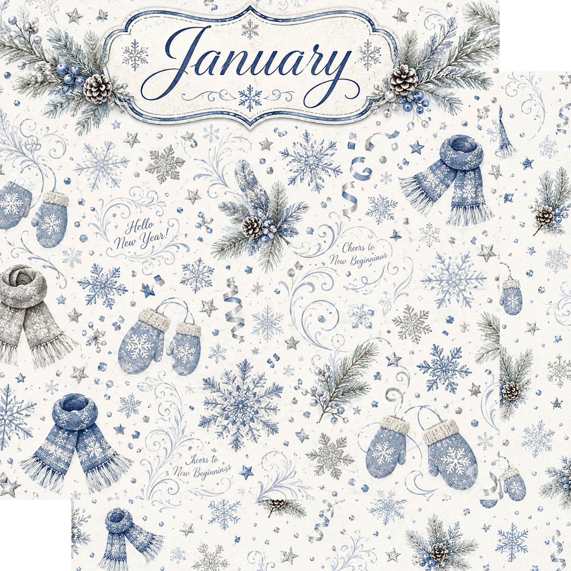 Creative Calendar Collection January 12x12 Double-Sided Scrapbook Paper by SSC Designs